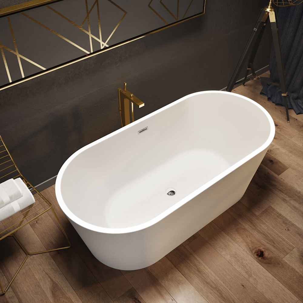 Louie 6731 Acrylic Freestanding Center Drain Bathtub in White with