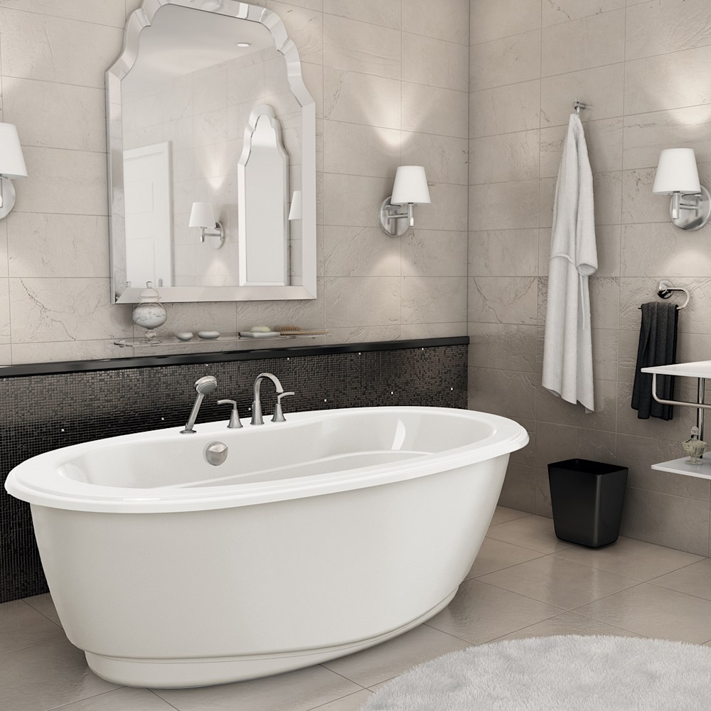 Souvenir Acrylic Freestanding Center Drain Bathtub in White