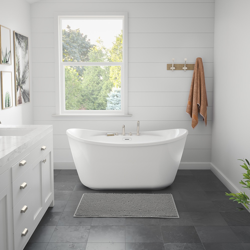Suna 58 x 32 AcrylX Freestanding Center Drain Bathtub in White