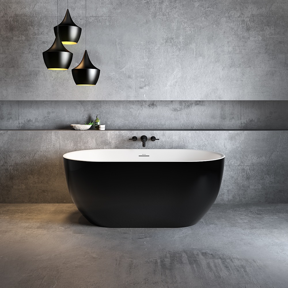 Tosca 5932 Acrylic Freestanding Center Drain Bathtub in White with
