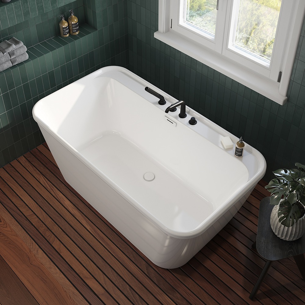 Pocono 58 x 32 AcrylX Freestanding Center Drain Bathtub in White