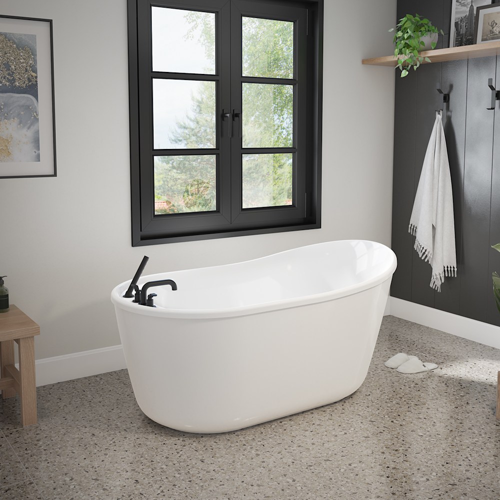Finlay 58 x 32 AcrylX Freestanding End Drain Bathtub in White with