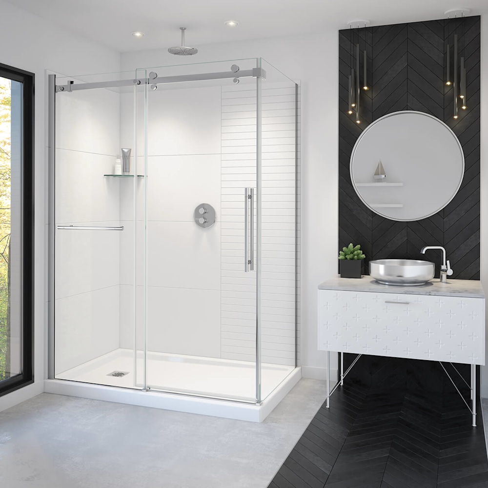 Vela 56 ½-59 x 78 ¾ in. 8mm Sliding Shower Door with Towel Bar for