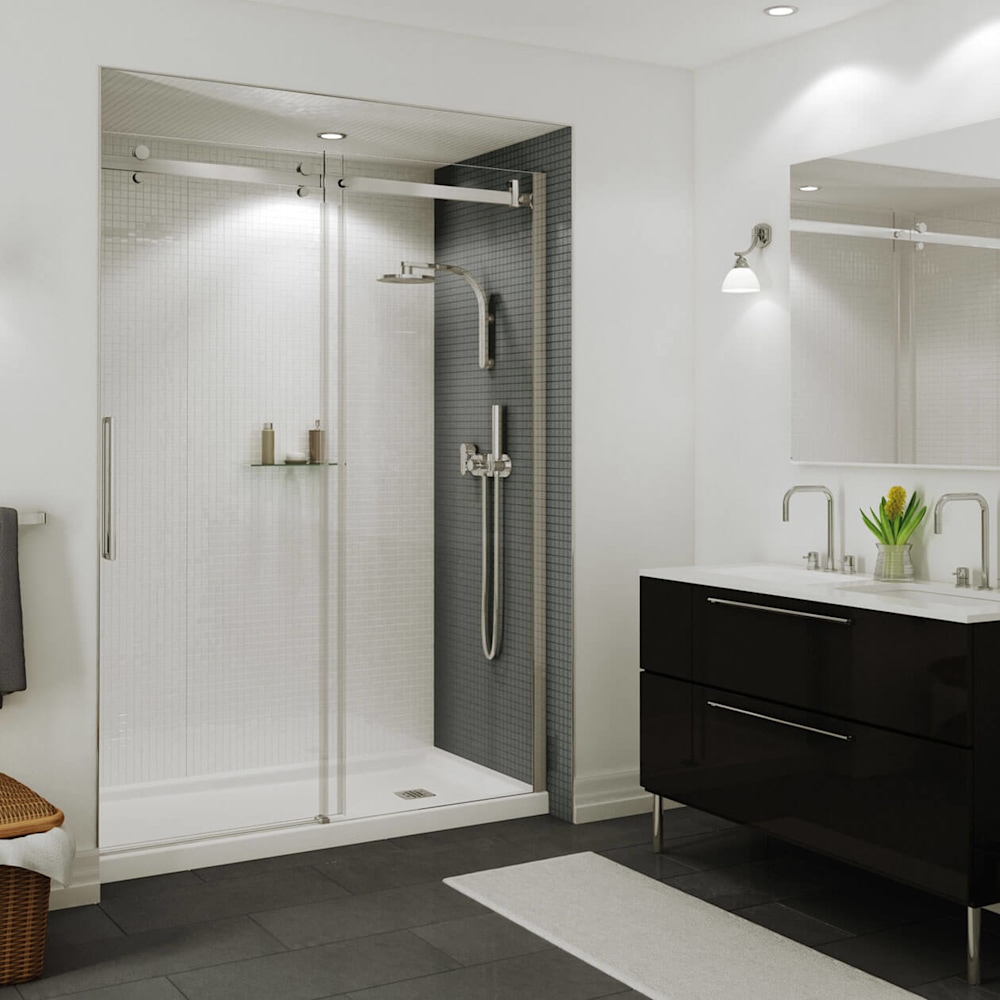 B3Square 6036 Acrylic Alcove Shower Base in White with Anti-slip