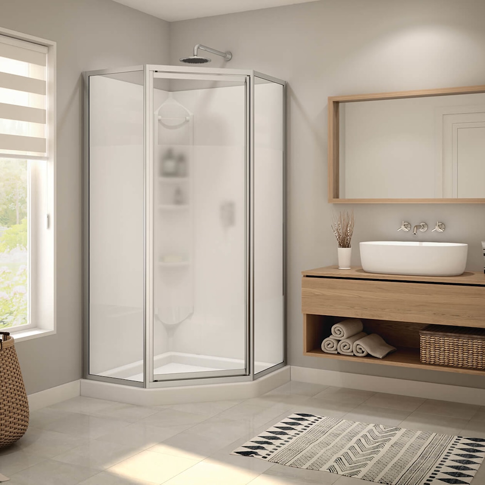 Orchid 38 x 38 Polystyrene Center Drain Shower Kit in White with