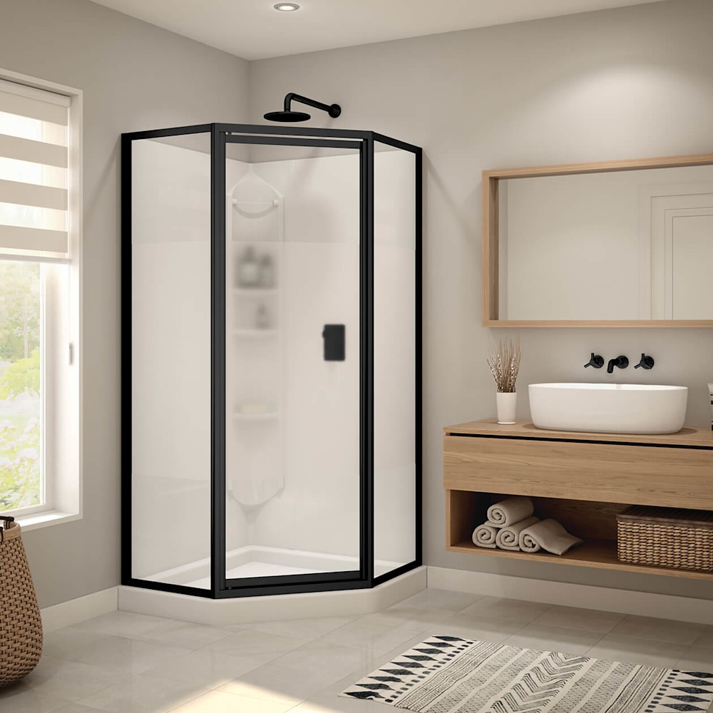 Orchid 38 x 38 Polystyrene Center Drain Shower Kit in White with
