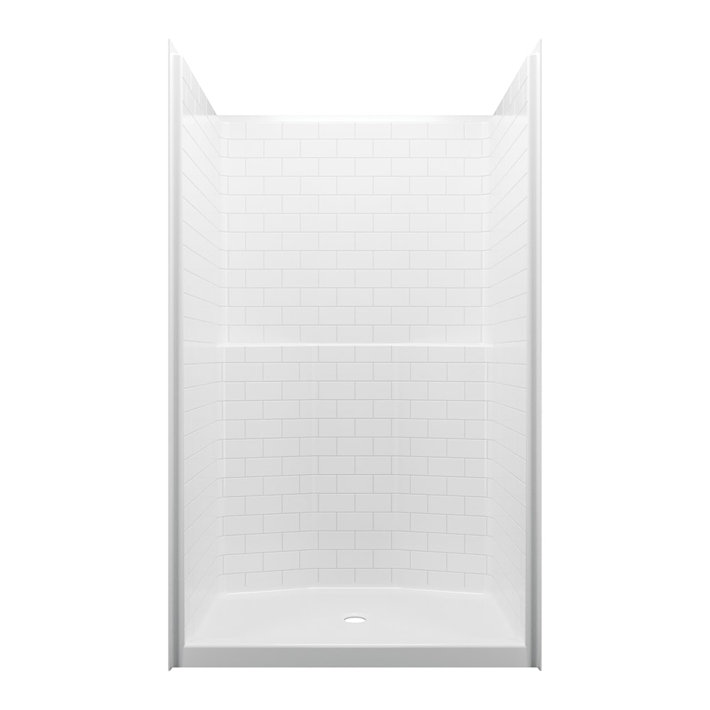Via SH-4834 AcrylX Alcove Center Drain One-Piece Shower in White