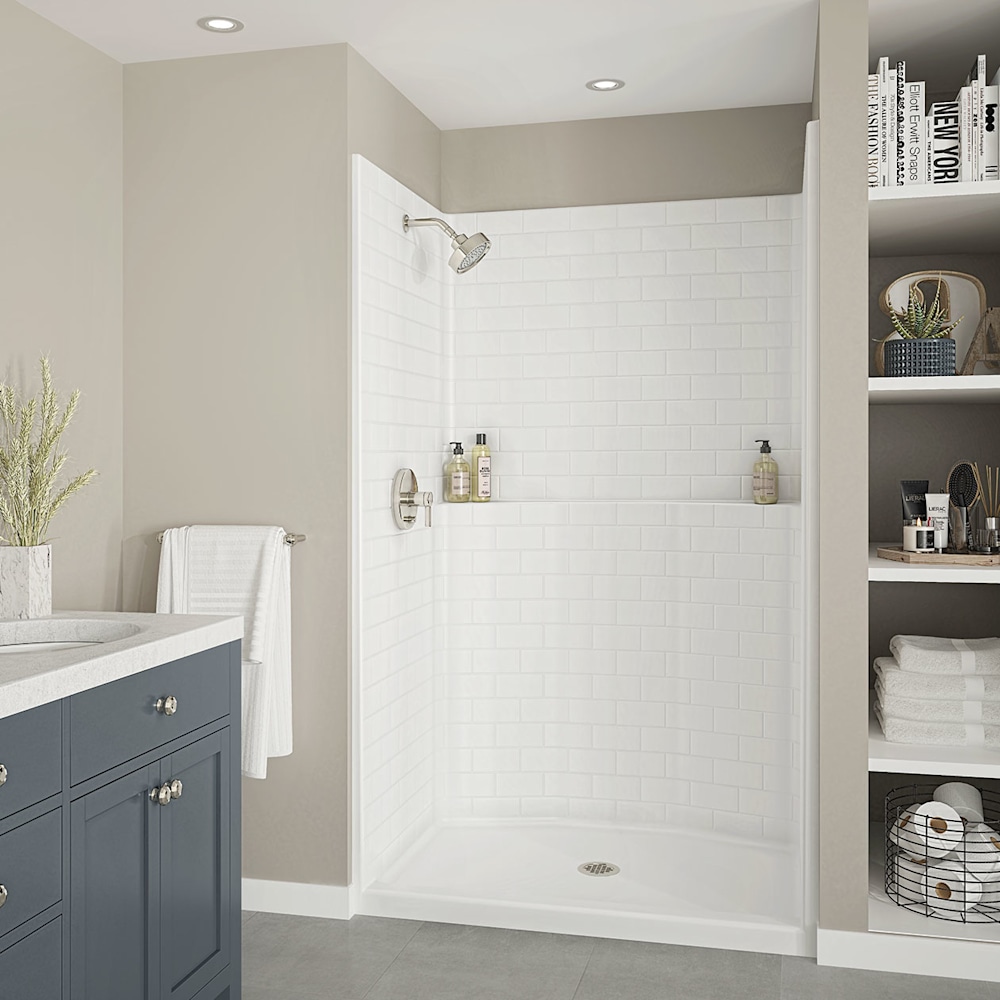 Via SH-4834 AcrylX Alcove Center Drain One-Piece Shower in White