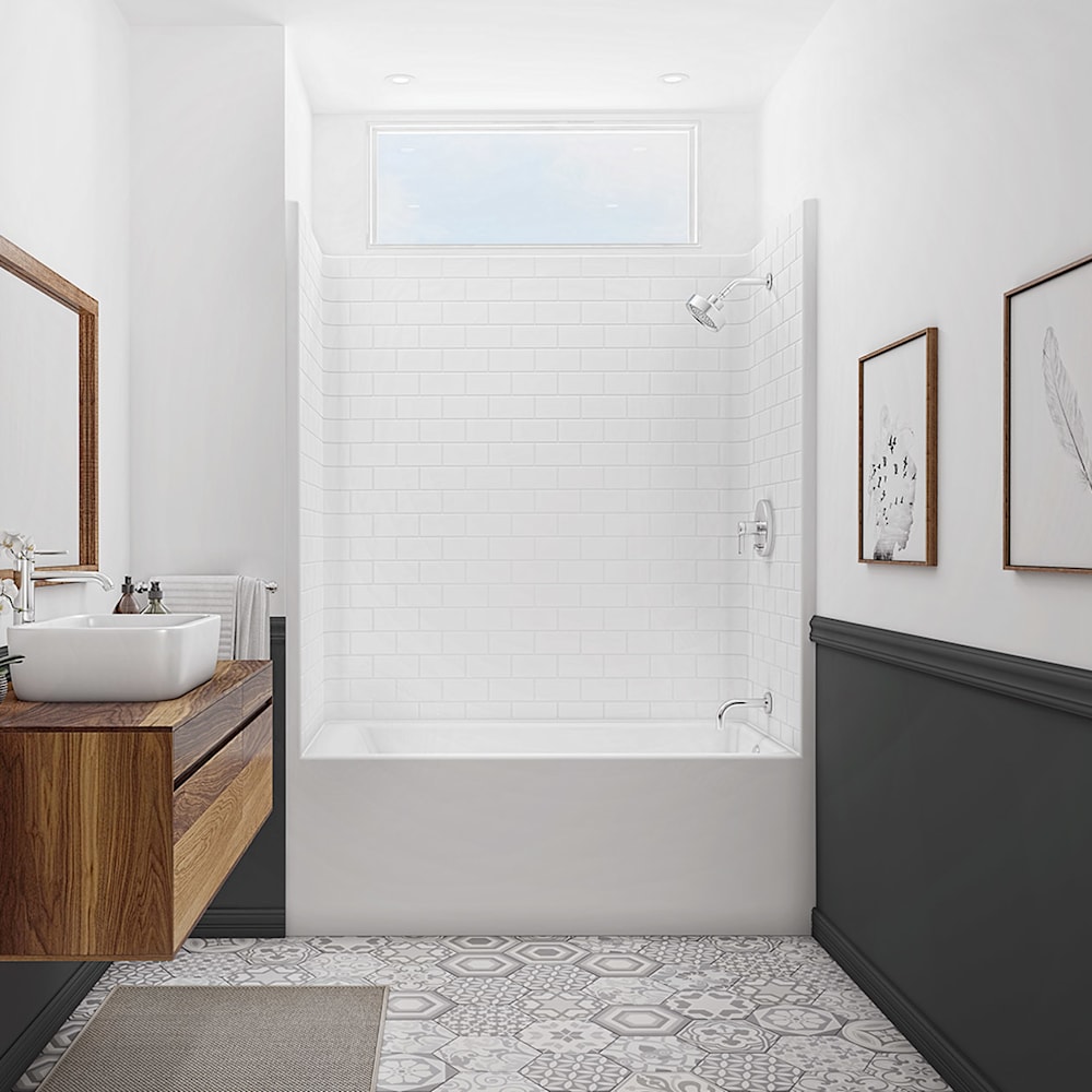Via TS-6032 AcrylX Alcove Right-Hand Drain One-Piece Tub Shower in