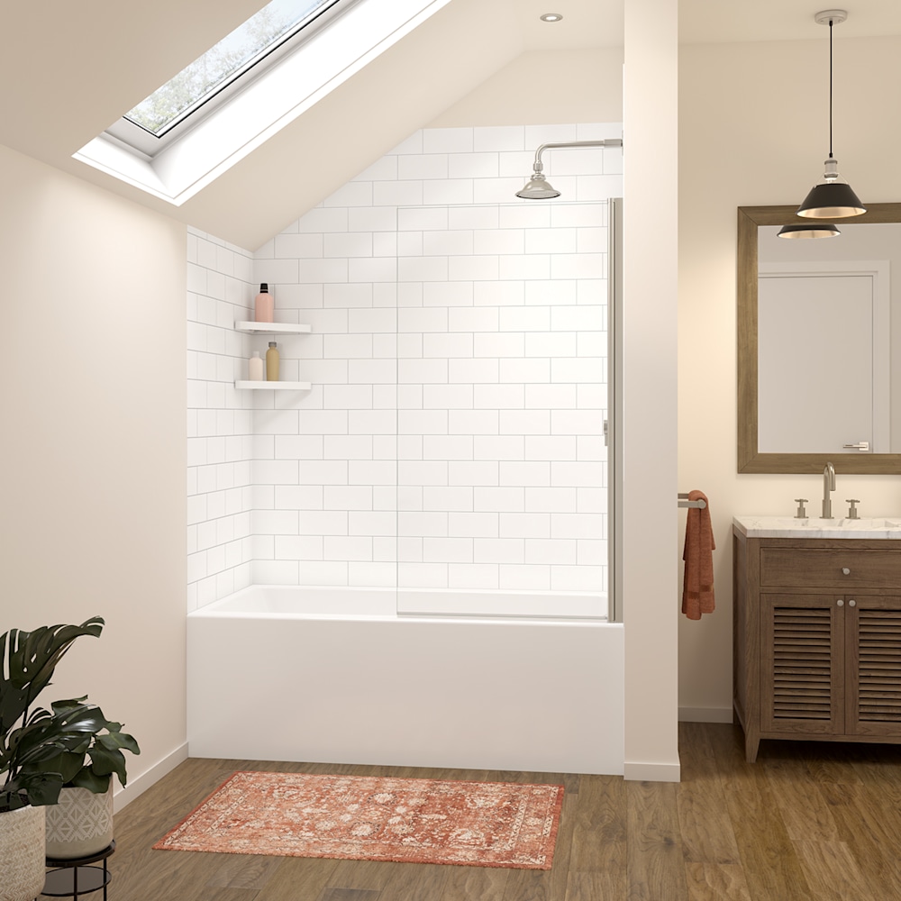 L’AUBE BLANC Architect Zip Compact Top Versaline 60 in. Alcove Wall Kit - Subway in White | Wall, Maax