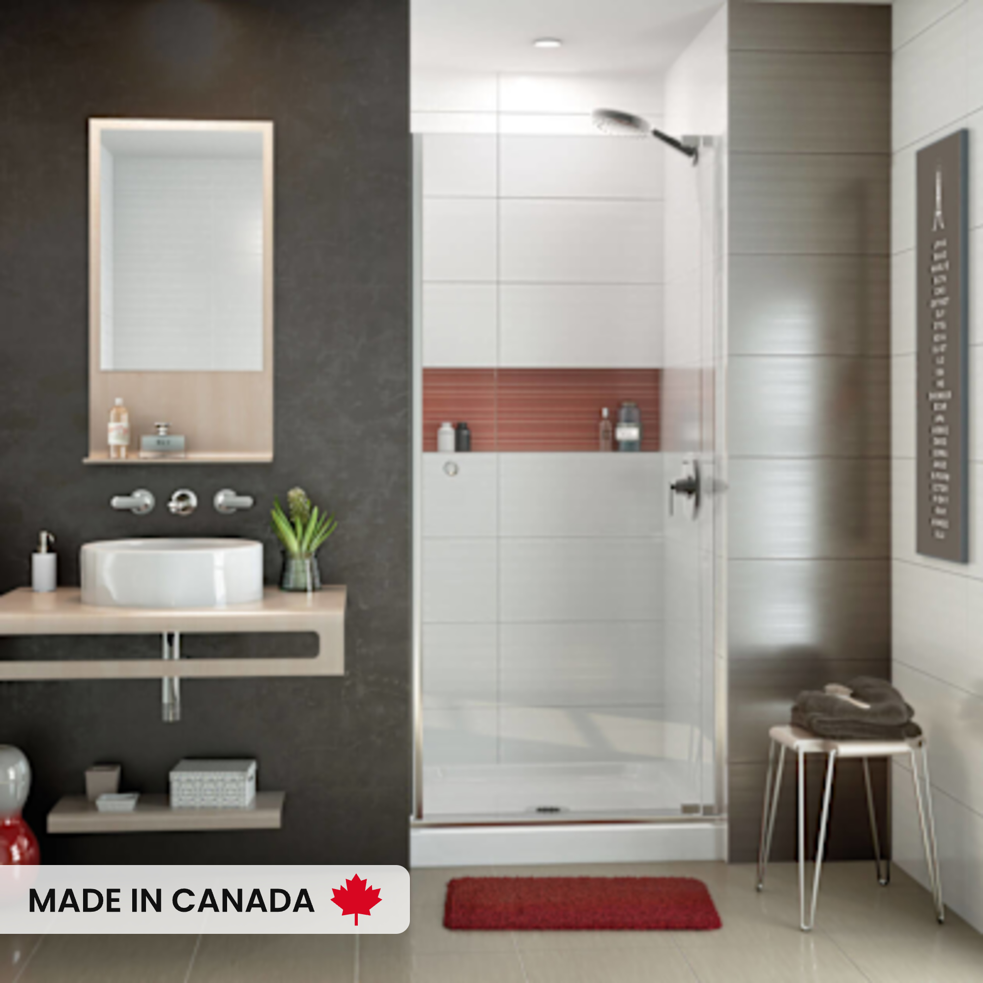 Essence SH-3232 AcrylX Alcove Center Drain Four-Piece Shower in