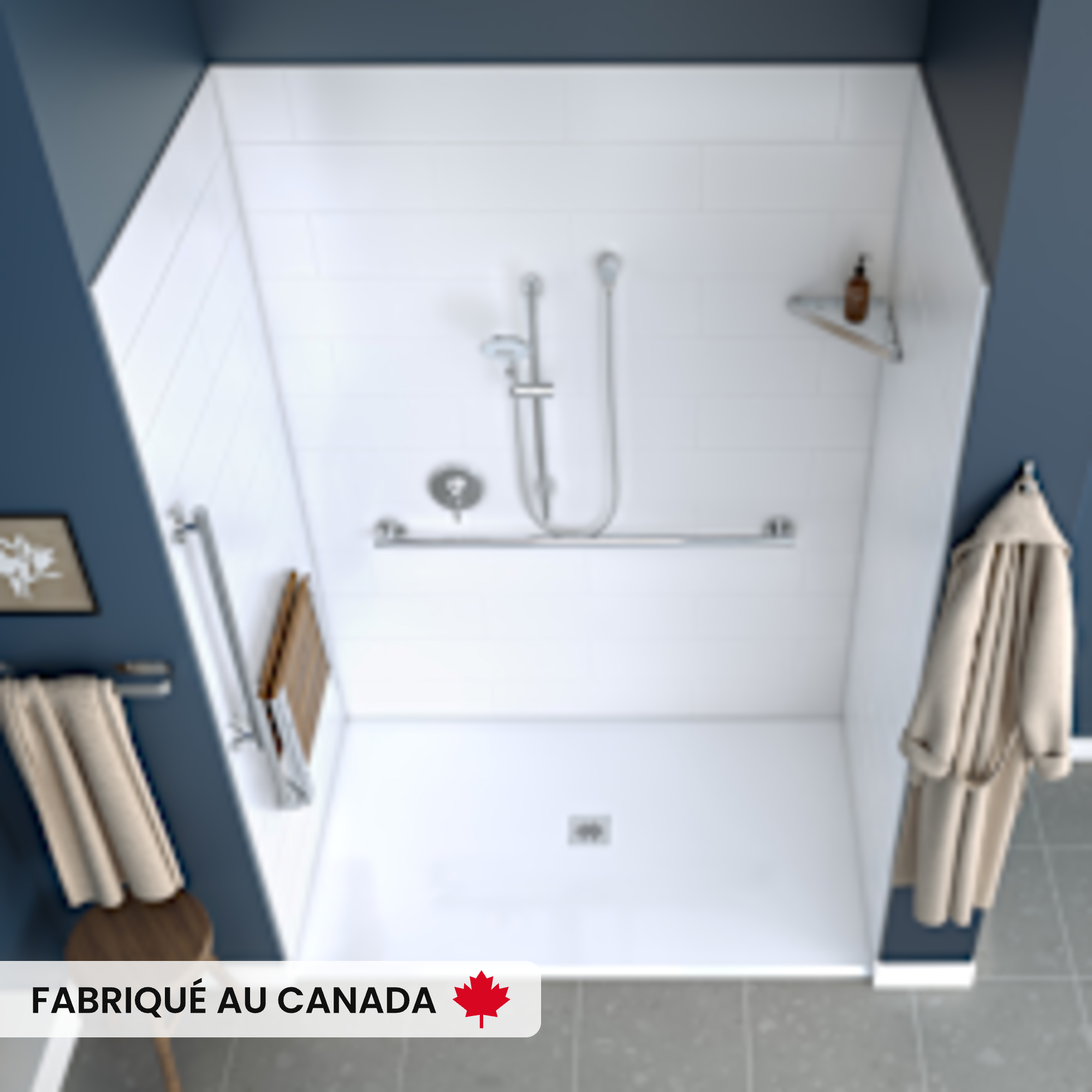 MAAX-ACOLYTE-107933-BASE-6238-CENTER-DRAIN-WALL-KIT-RS783-CH-DECO-W-SEAT-UP-TOP