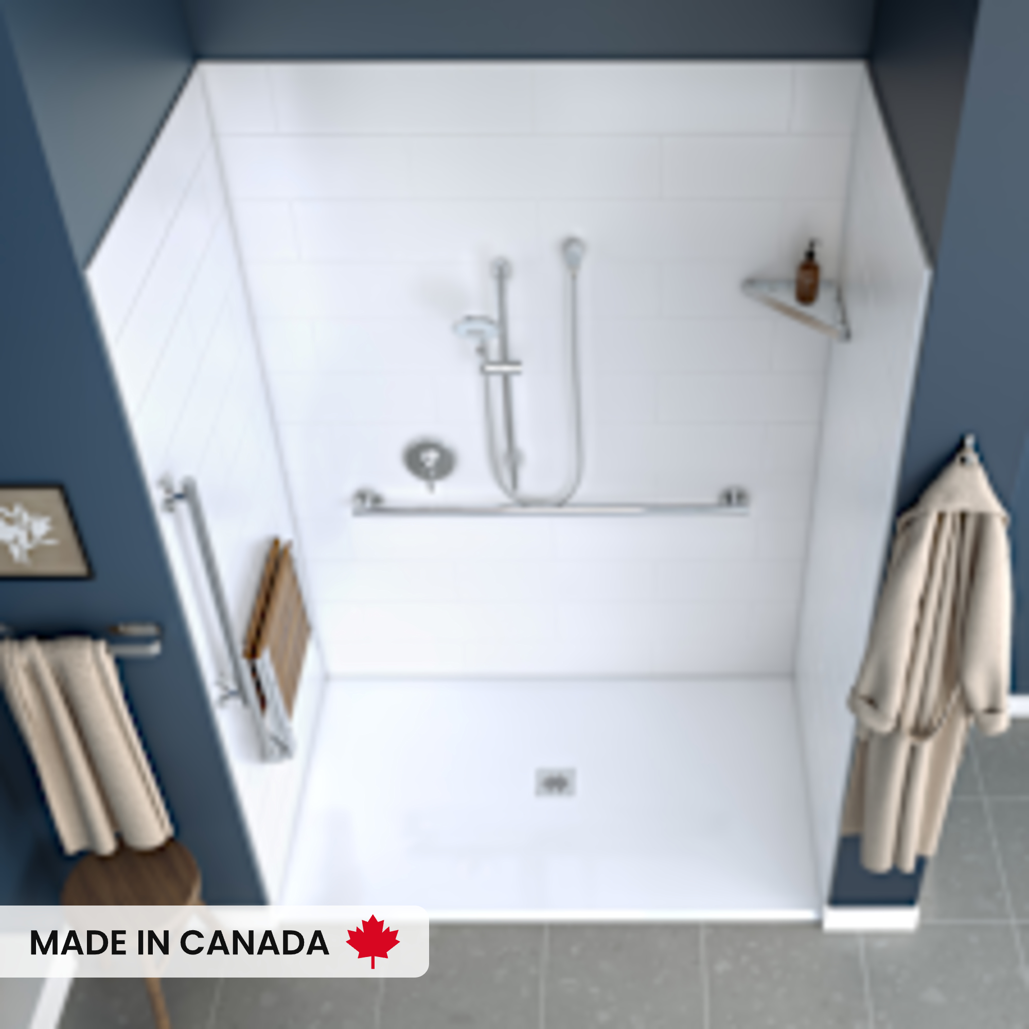 MAAX-ACOLYTE-107933-BASE-6238-CENTER-DRAIN-WALL-KIT-RS783-CH-DECO-W-SEAT-UP-TOP