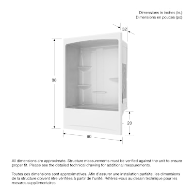 Allia TSR-6032 AFR Acrylic Alcove Right-Hand Drain One-Piece Tub