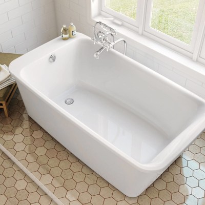 Lounge 6434 Acrylic Freestanding End Drain Bathtub in White with