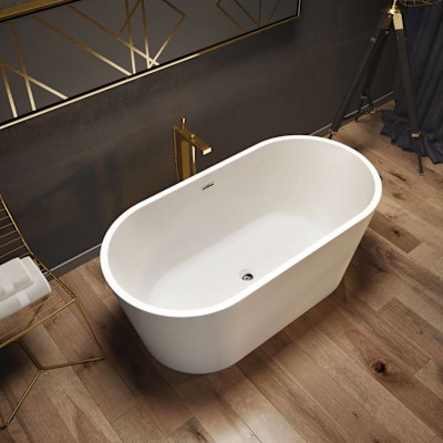 Louie 5829 Acrylic Freestanding Center Drain Bathtub in White with