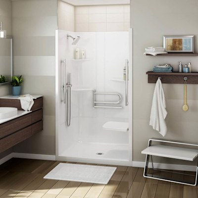 Allia SH-4834 Acrylic Alcove Center Drain No Seat One-Piece Shower