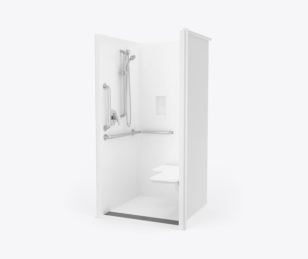SST 3838 TR COL Solid Surface Alcove One-Piece Shower