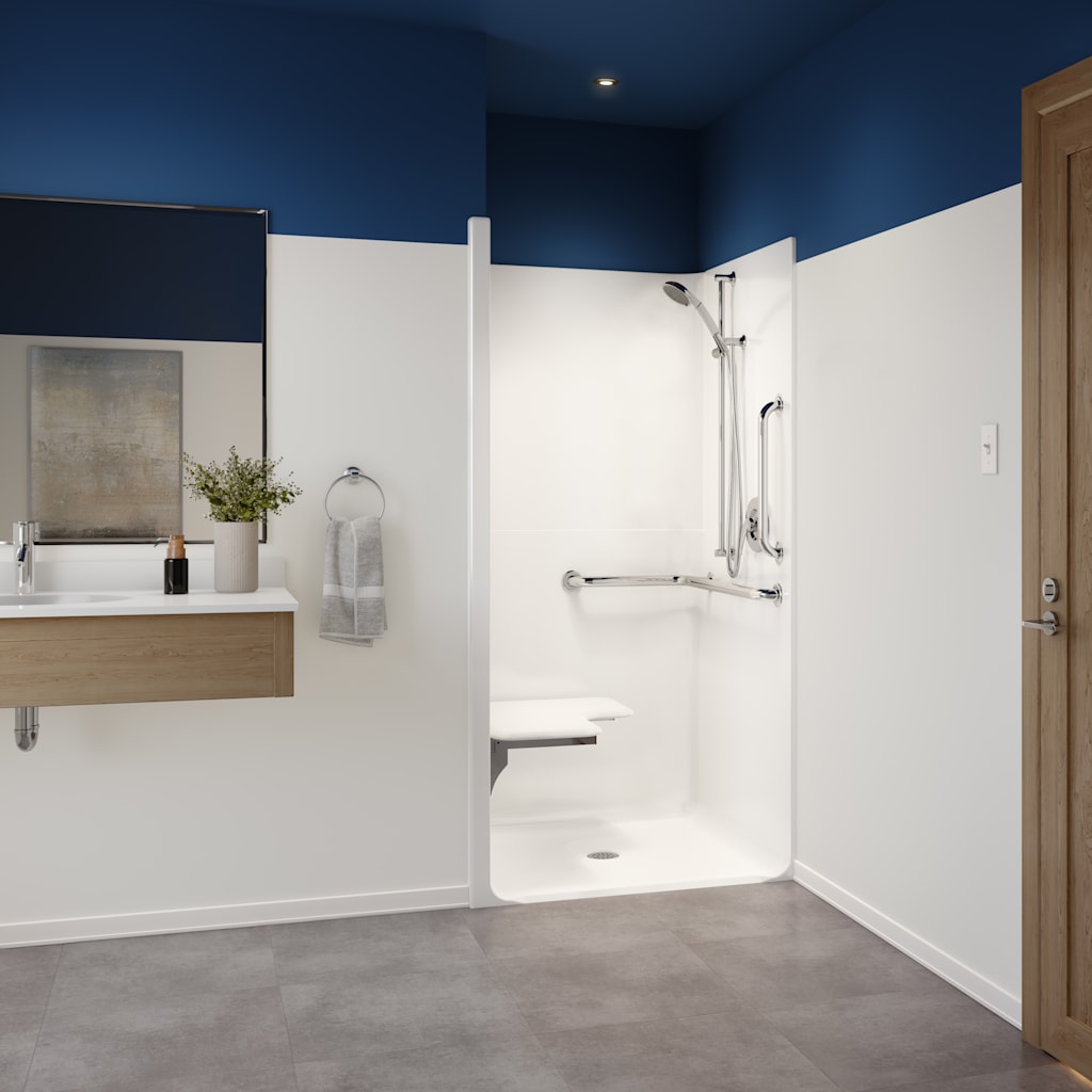 SSS 3636 RFL 36 x 36 Solid Surface One-Piece Alcove Shower