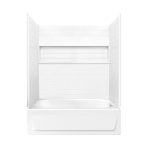 Nextile Alcove Tub Shower Kit 32 in. L x 60 in. W x 74.5 in. H with Aloha Plus Bathtub with Right Hand Drain in White