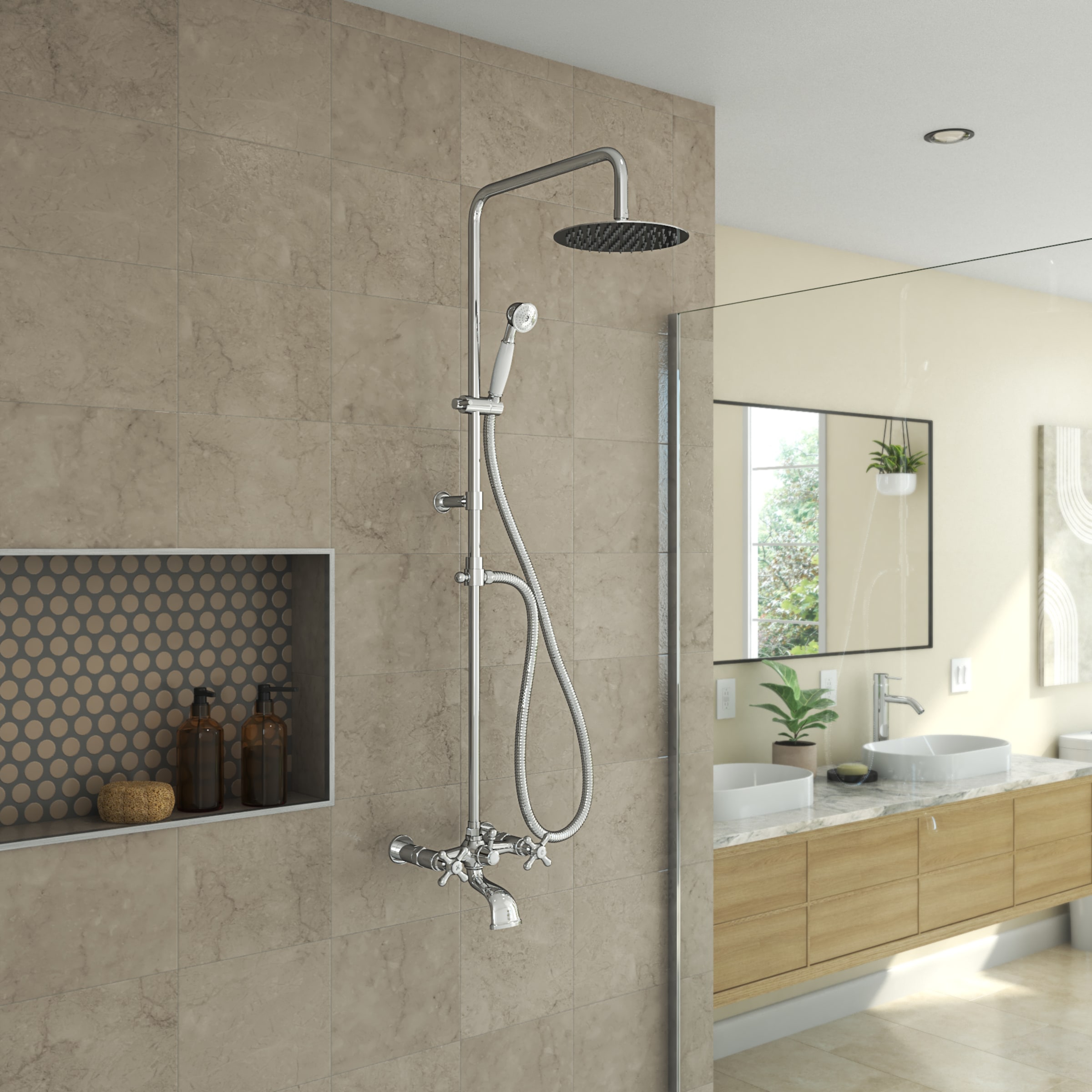 Abyss 8 x 21 1/4 Shower Faucet Set with Handshower