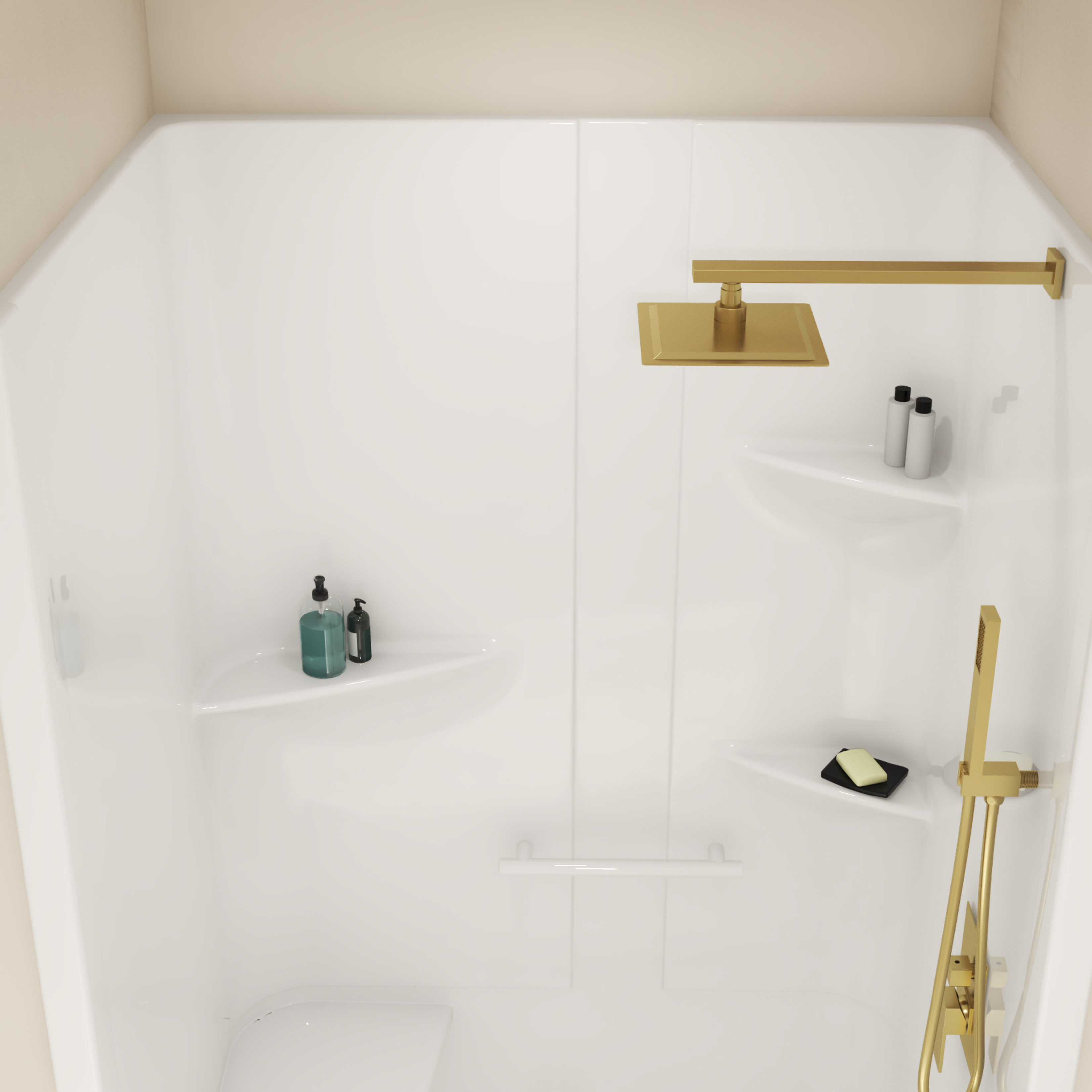 Allia SH-6034 Acrylic Alcove Right-Hand Drain No Seat One-Piece