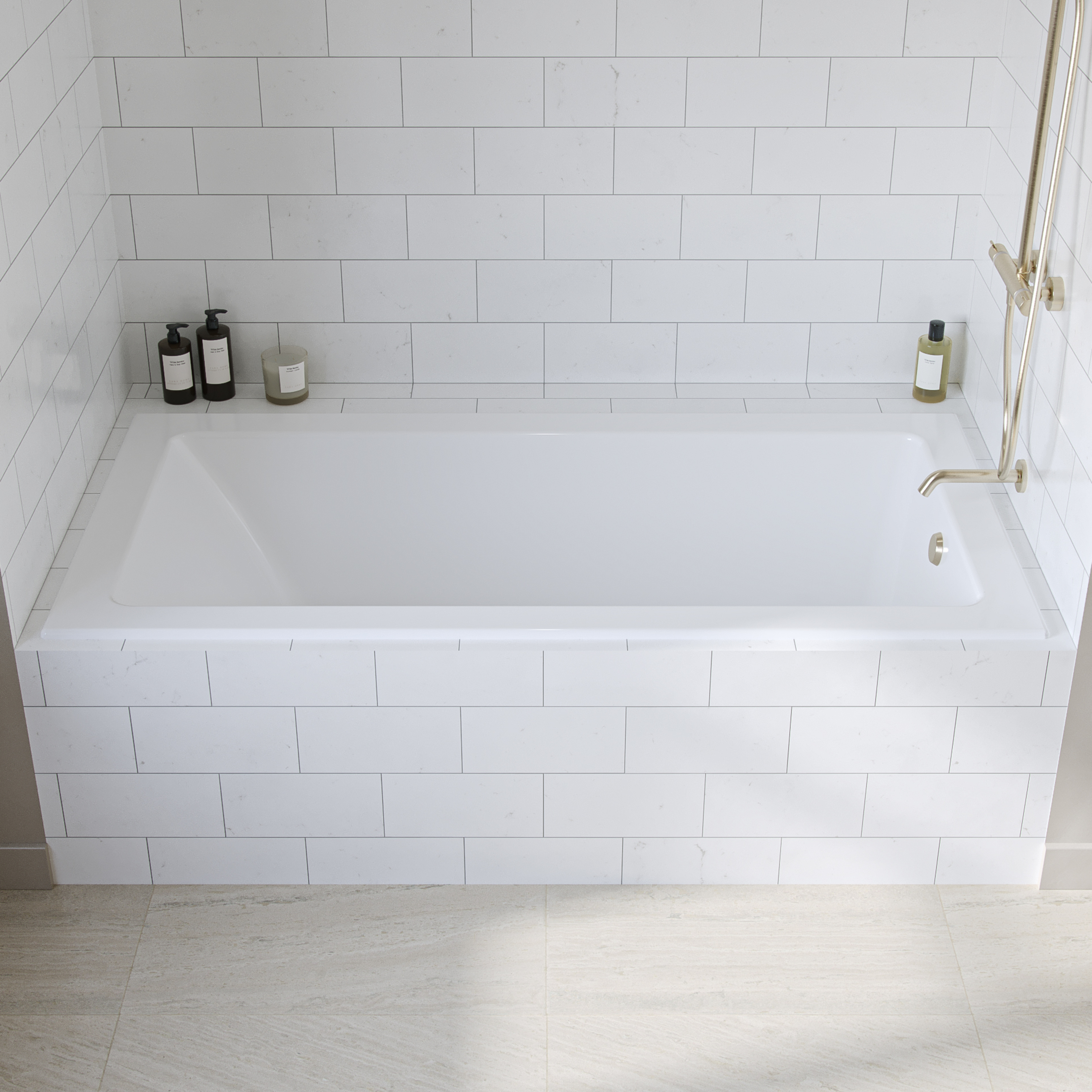 Freedom Acrylic 72 x 36 Drop-In Bathtub In White