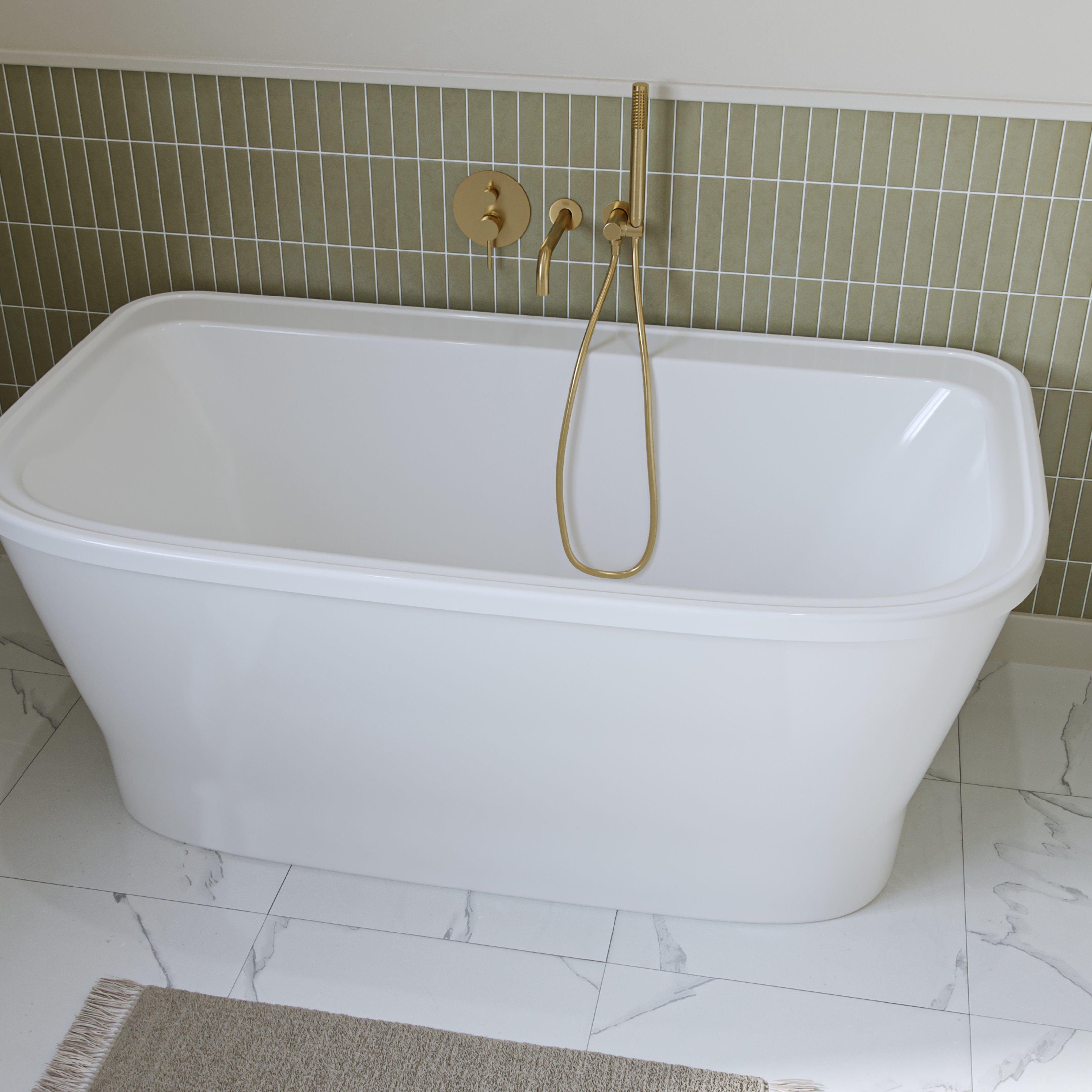 Freedom Acrylic 60  x  34 Freestanding Bathtub with White Drain and Overflow