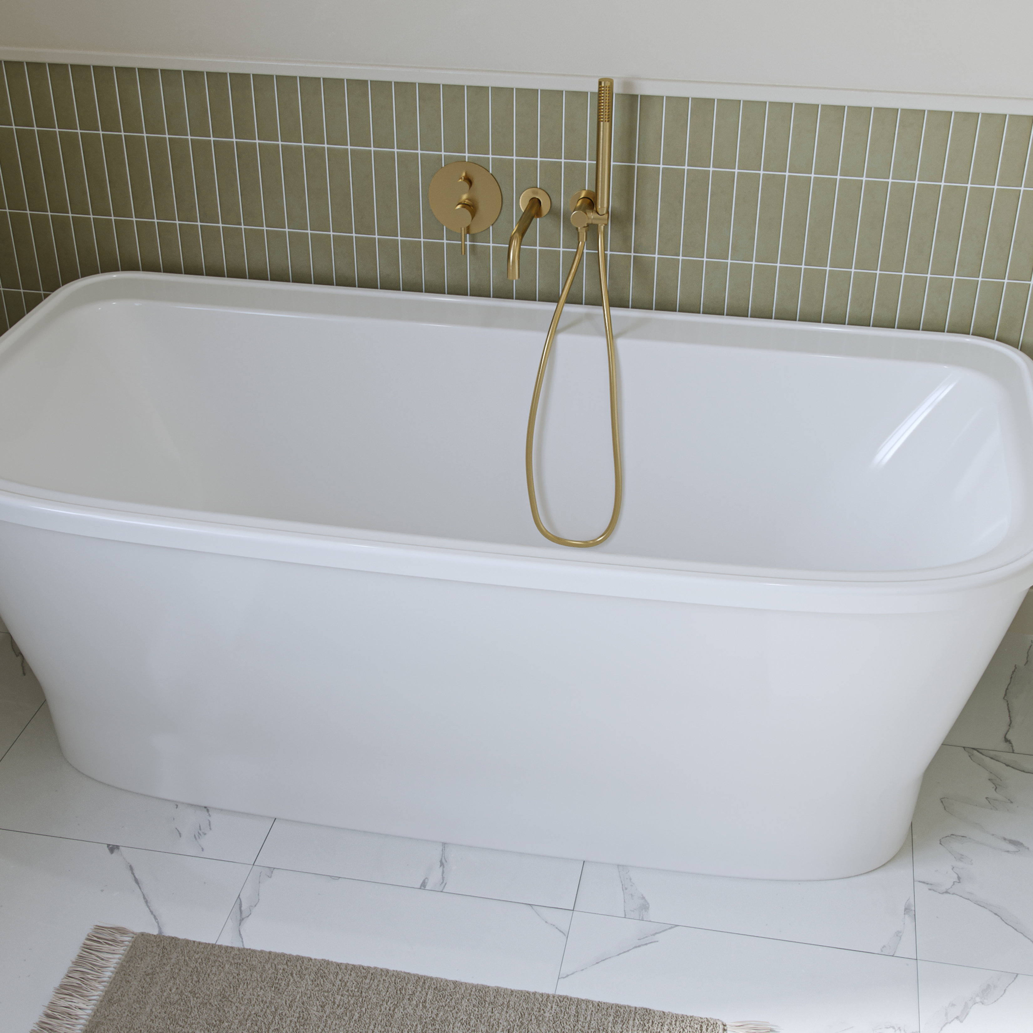 Freedom Acrylic 68  x  34 Freestanding Bathtub with White Drain and Overflow