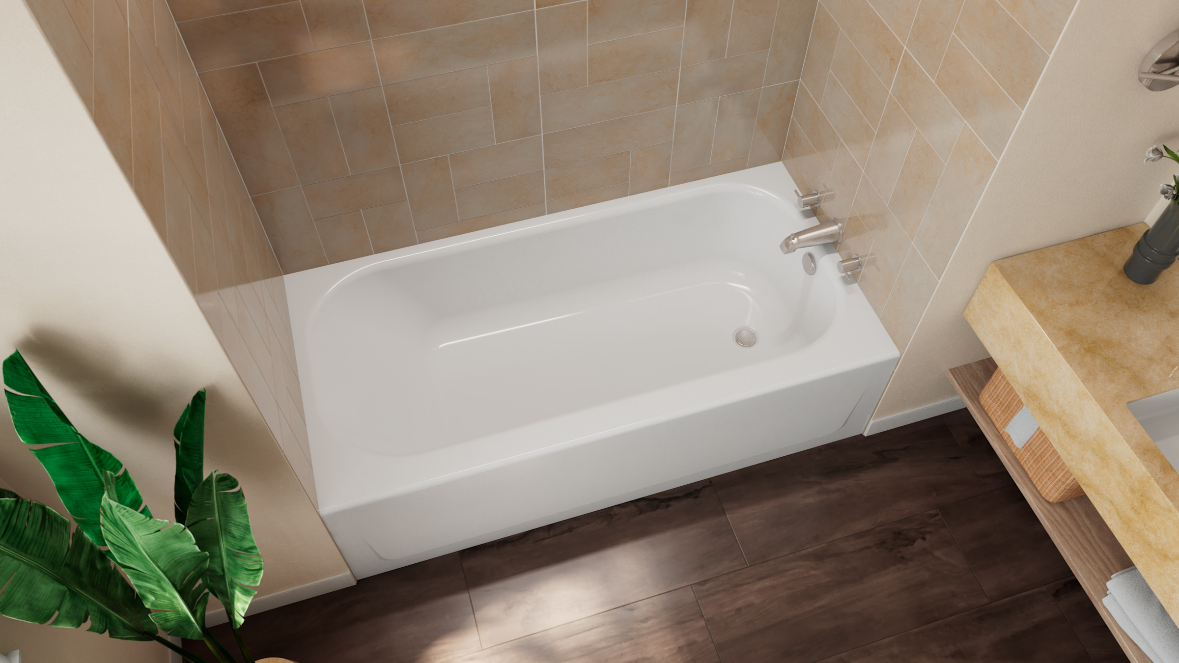 MauiCast 6030 Porcelain Enamel Alcove Bathtub