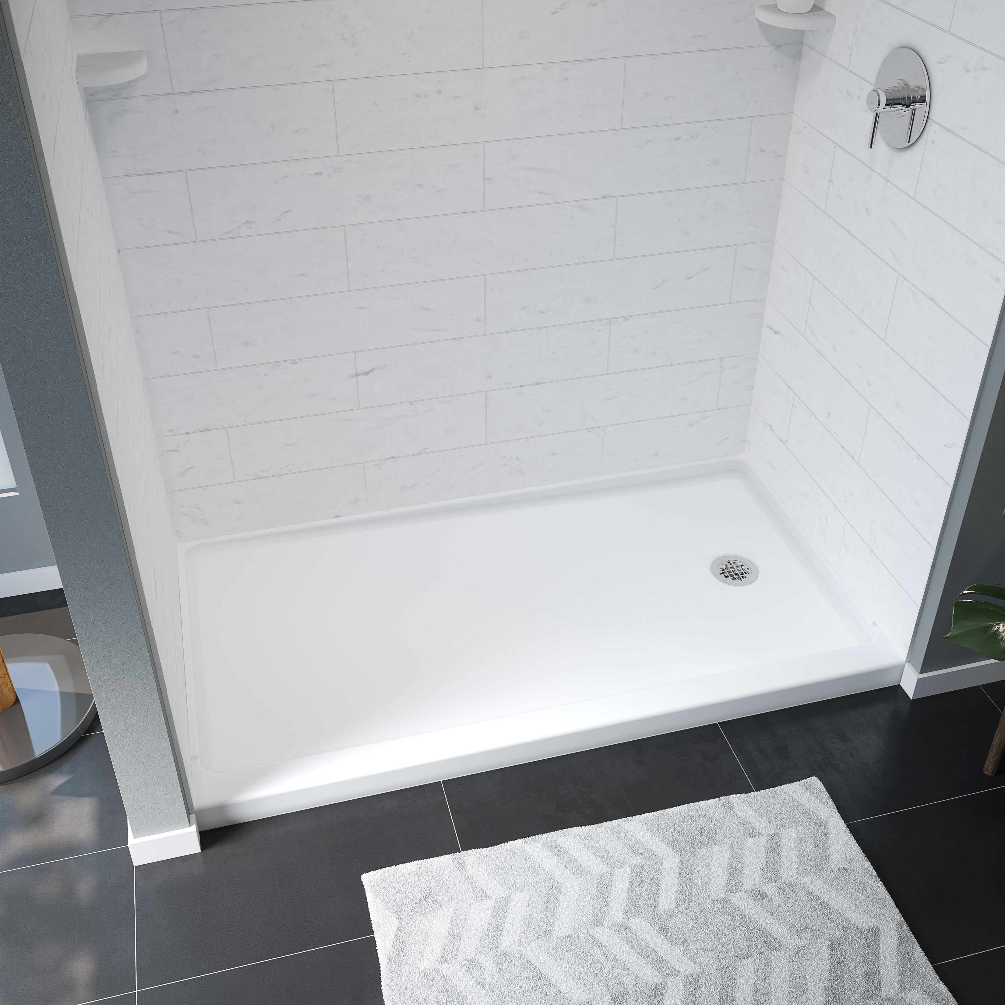 ShowerCast 60 x 36 x 3 Porcelain Enamel Alcove Shower Base - Round Drain
