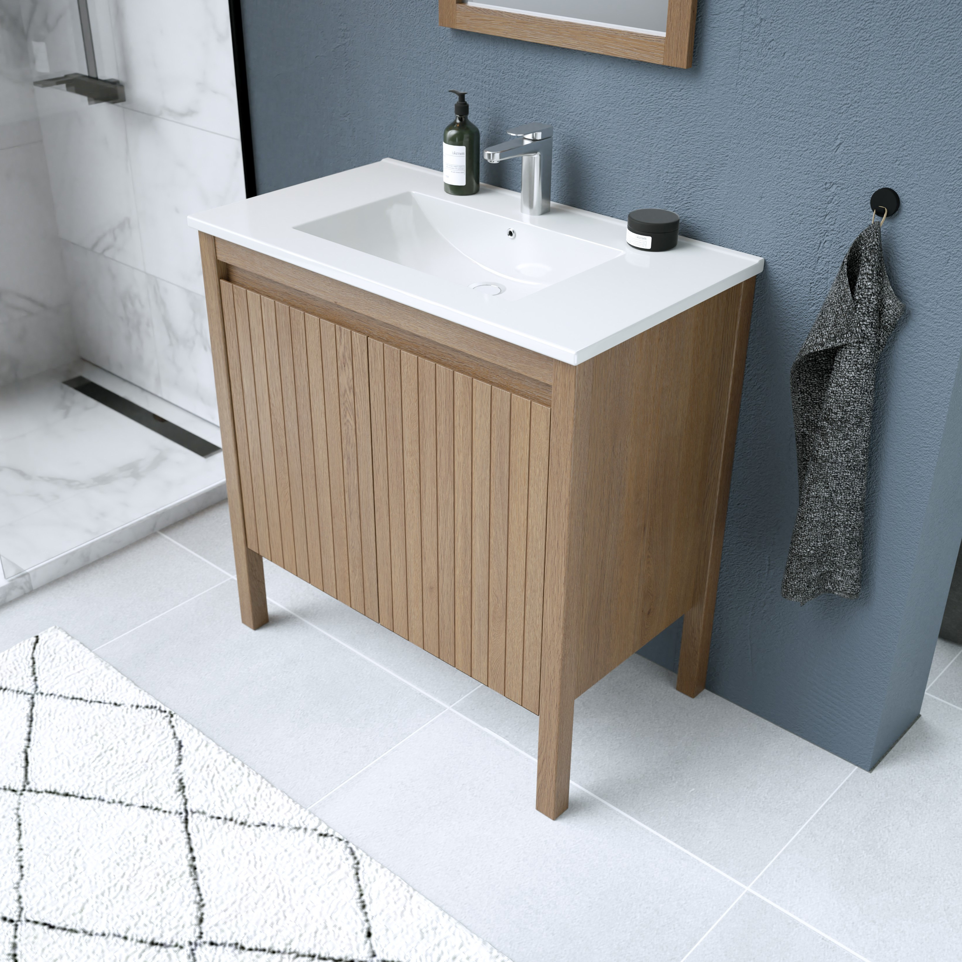 Azaria 30 in. Freestanding Single Sink Vanity in Warm Oak | Vanity