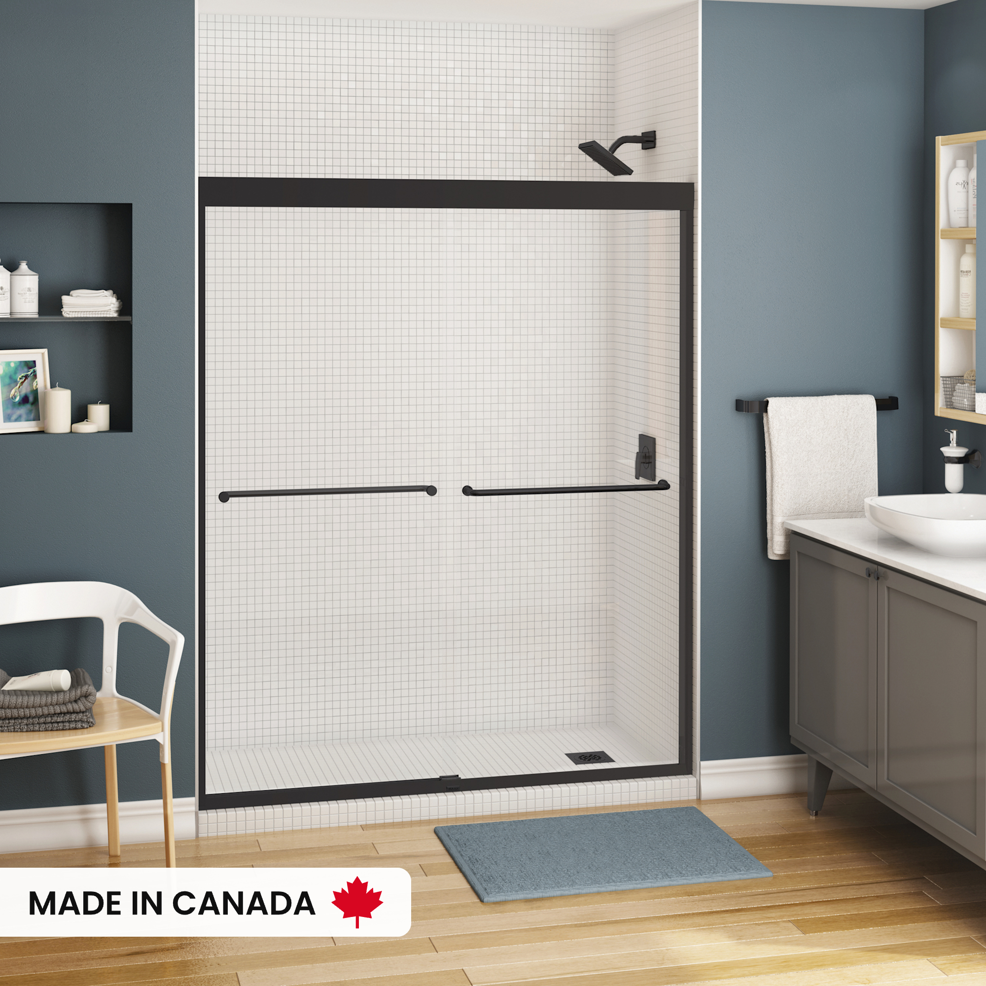 Rockwell by Parra DOUCHEWELLシャワーカーテン 未使用 Kameleon 51-55 x 71 in. 6 mm Bypass Shower Door for Alcove
