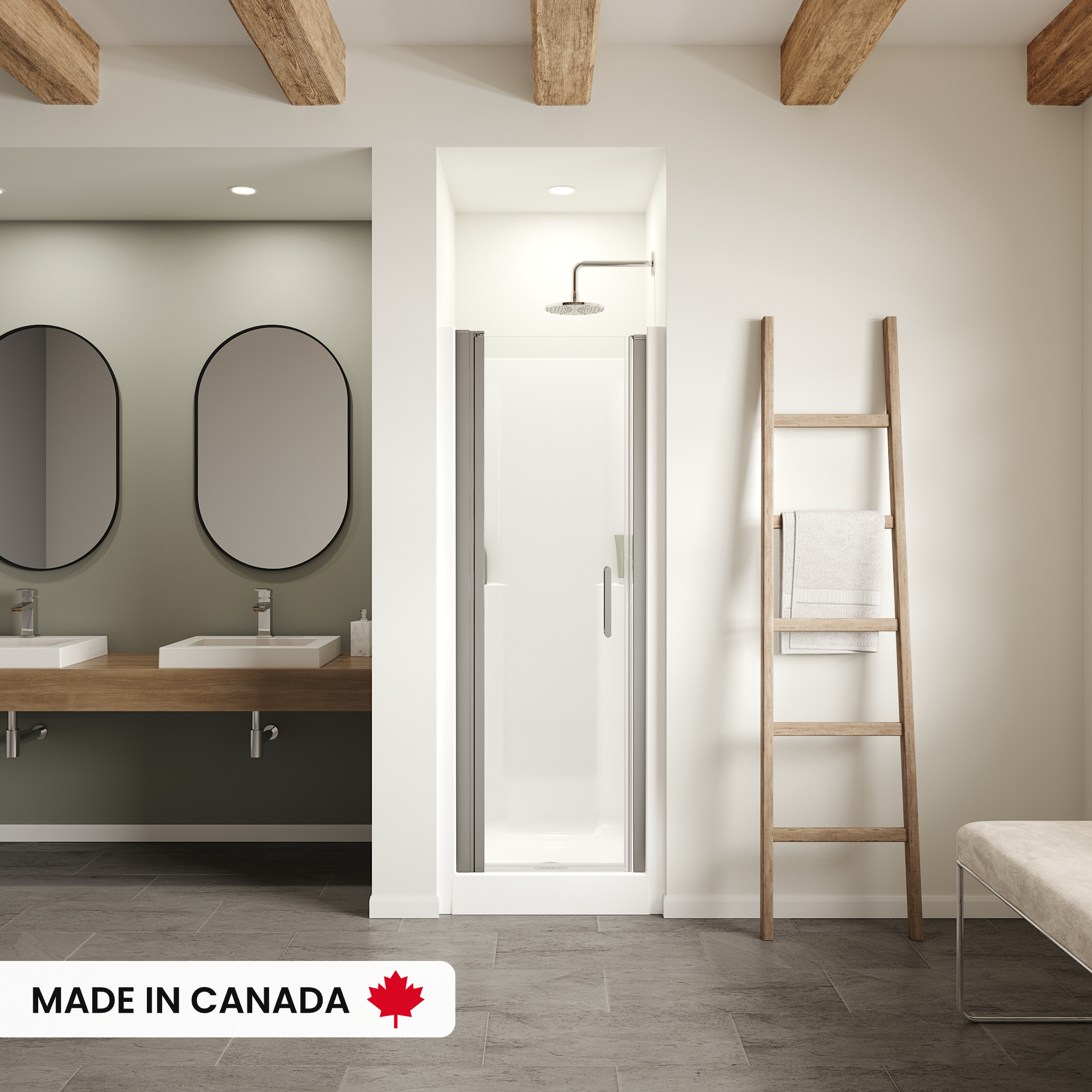 Jasmin Sleek DI 30 x 32 AcrylX Alcove Center Drain One-Piece