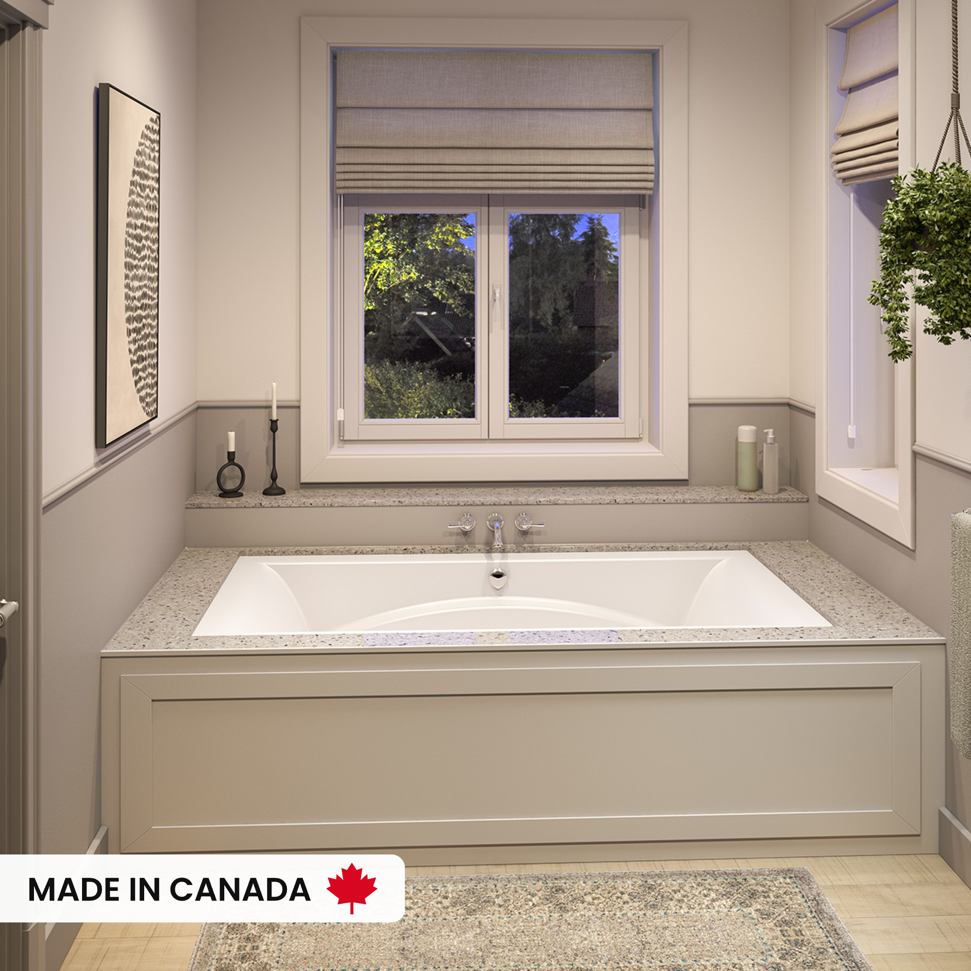 Optik 7242 Acrylic Undermount Center Drain Hydrofeel Bathtub in