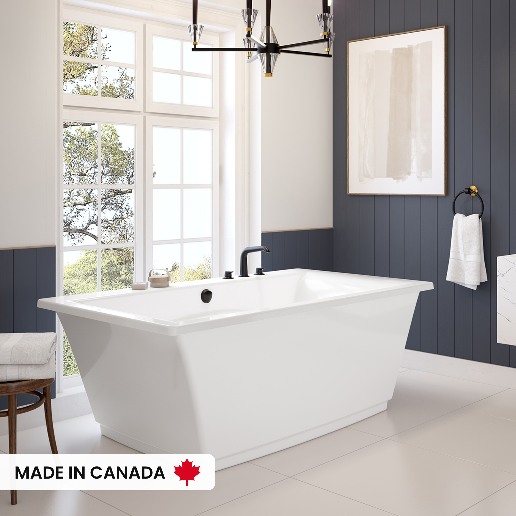 Optik 6636 F Acrylic Freestanding Center Drain Aerofeel Bathtub in