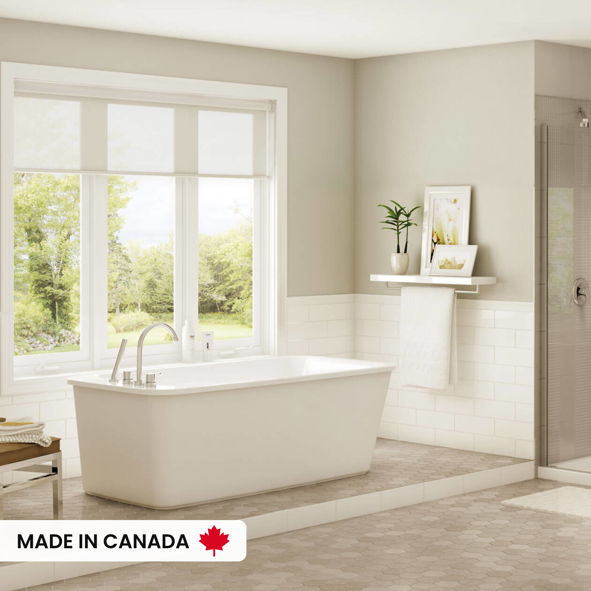 MAO Lounge 6434 Acrylic Freestanding End Drain Bathtub in White