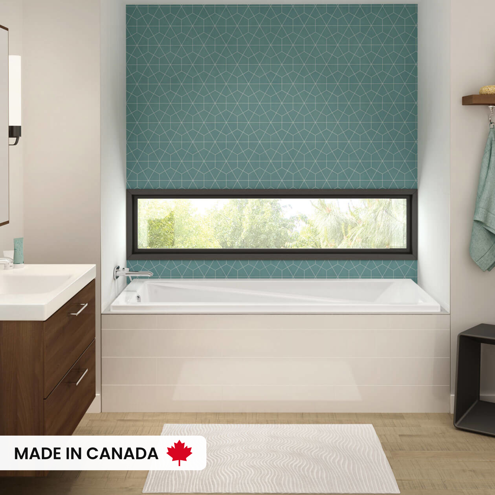 Exhibit 7236 Acrylic Drop-in End Drain Whirlpool Bathtub in White