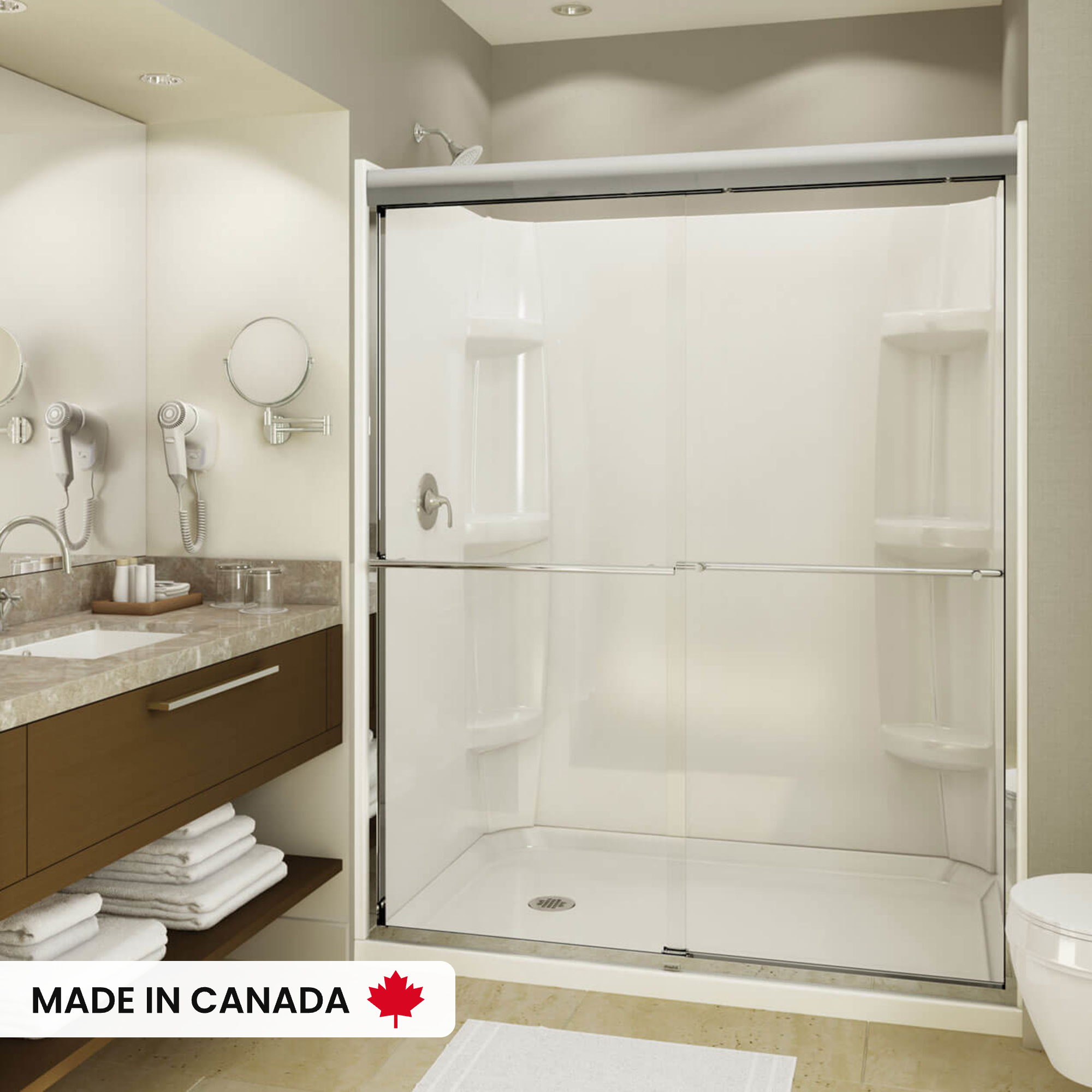 Taruri　0527 Rectangular Base 6030 3 in. Acrylic Alcove Shower Base with