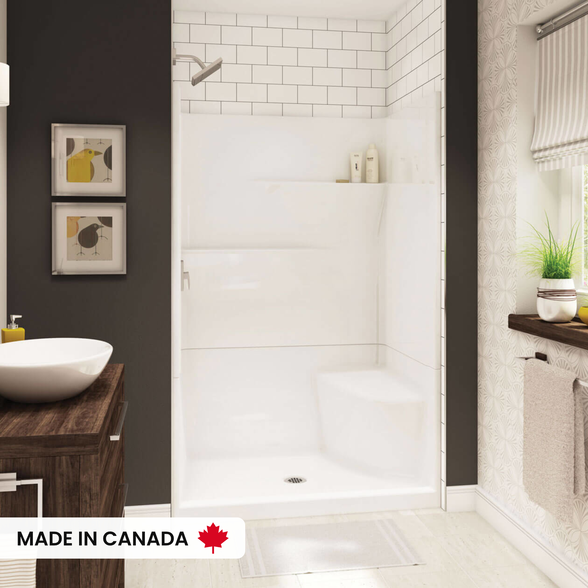 Gallery SH-4834 AcrylX Alcove Center Drain Two-Piece Shower in