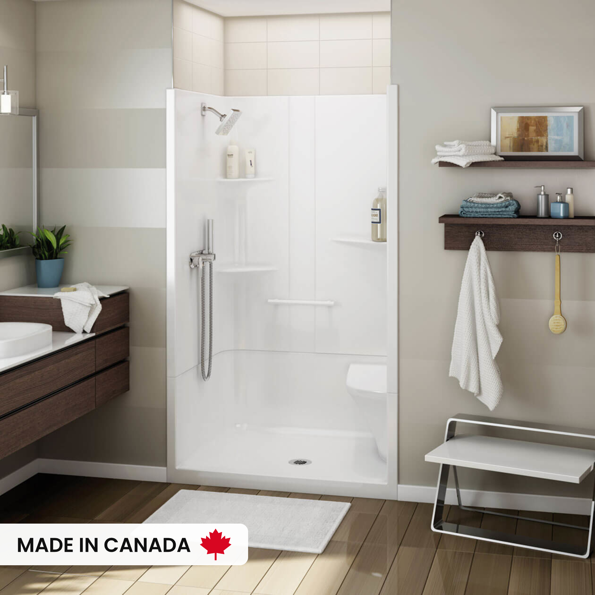 Allia SH-4834 Acrylic Alcove Center Drain Left Molded Seat Two