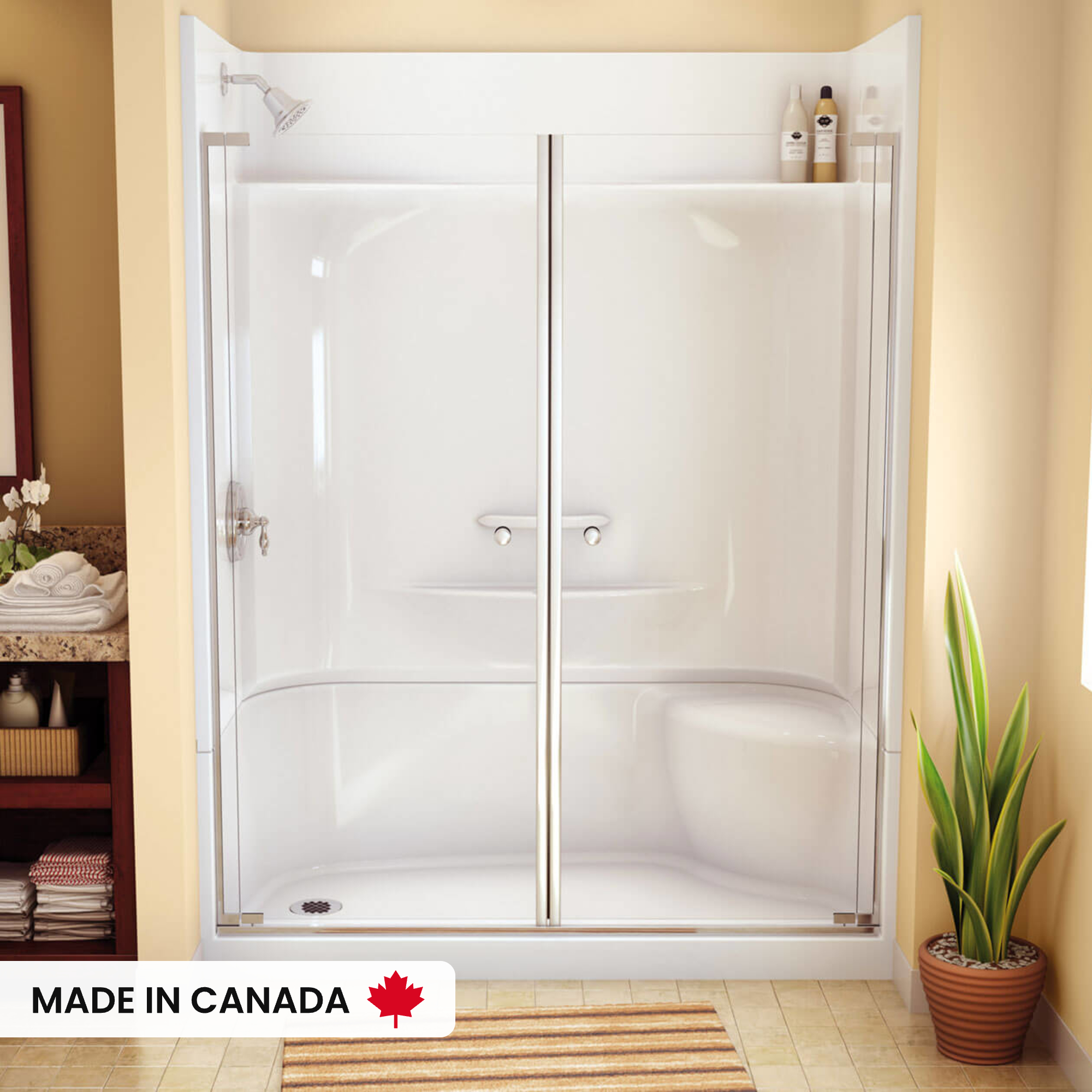 KDS 3060 AFR AcrylX Alcove Center Drain Four-Piece Shower in