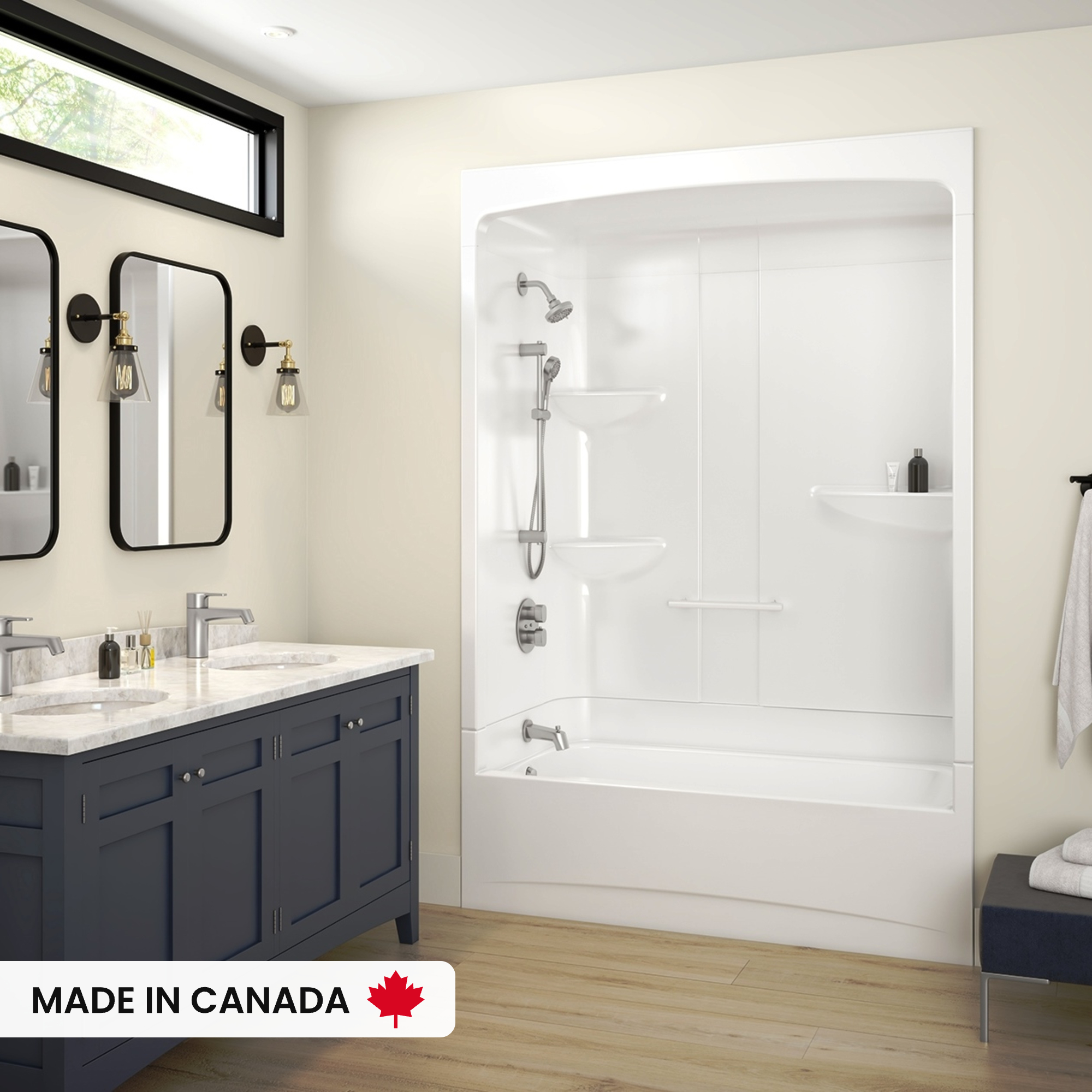 Allia Access TSR-6032 AFR Acrylic Alcove Left-Hand Drain Three