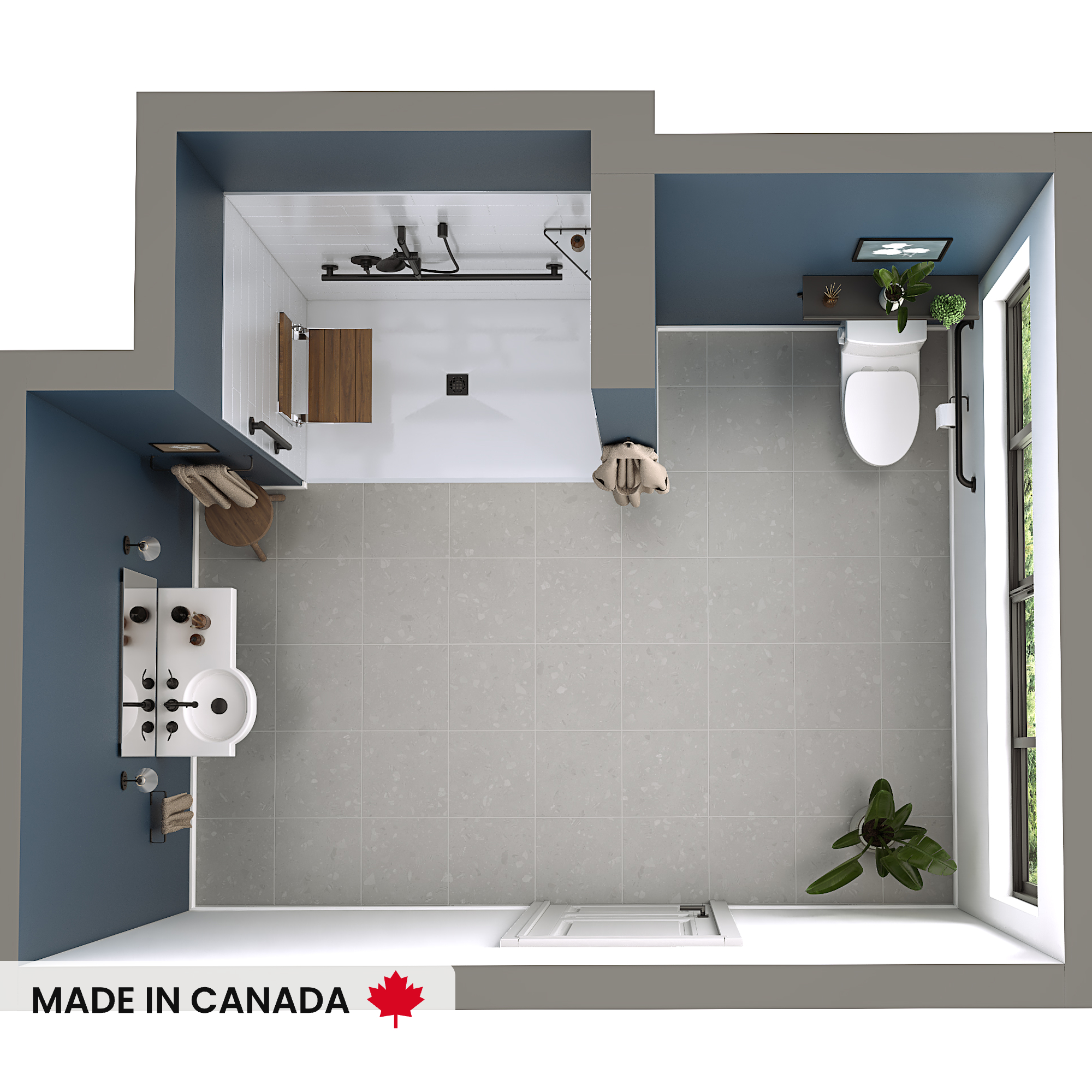 MAAX-ACOLYTE-107933-BASE-6238-CENTER-DRAIN-WALL-KIT-RS783-MB-DECO-W-TOP-DOWN