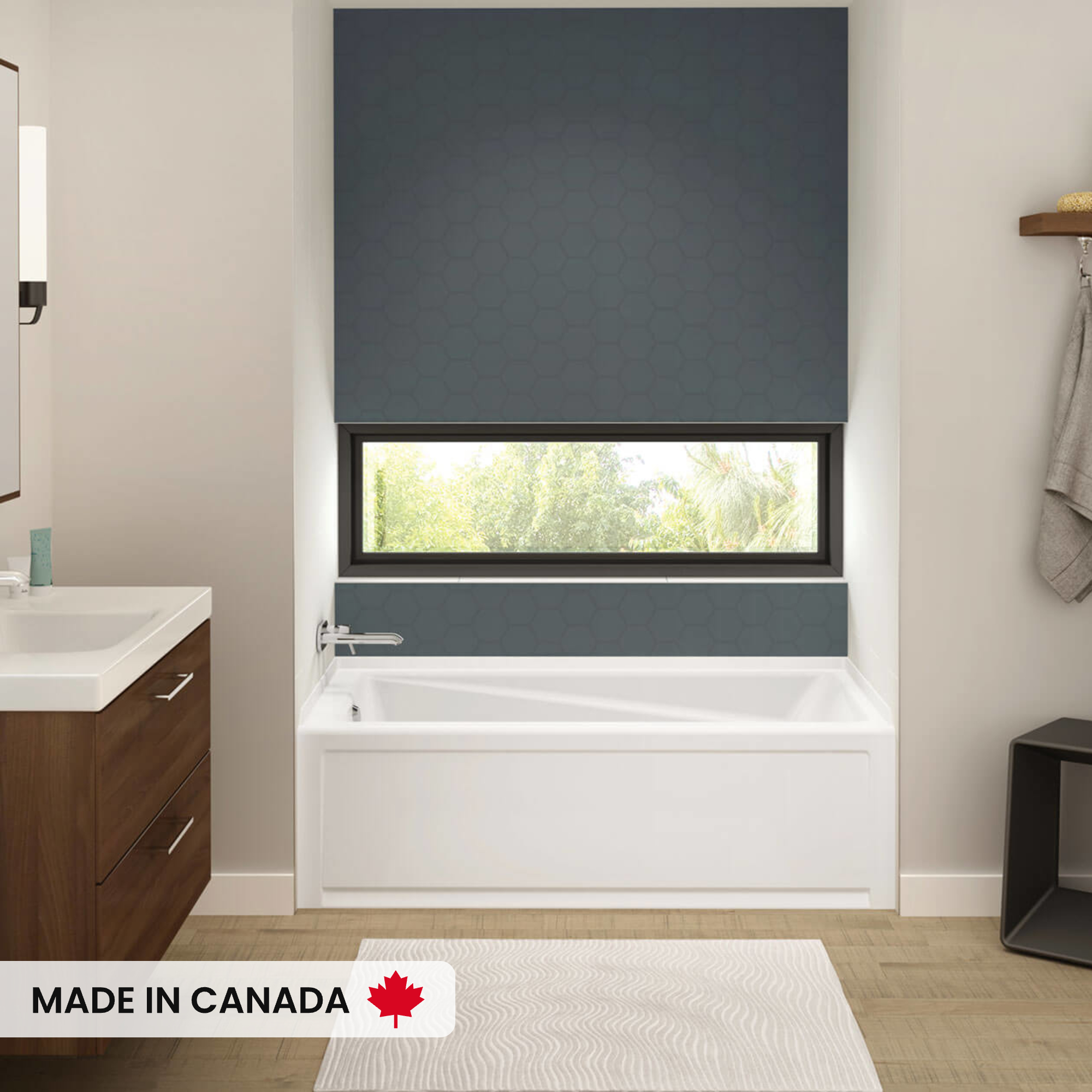 017mama Optik 7236 Acrylic Undermount Center Drain Bathtub in White