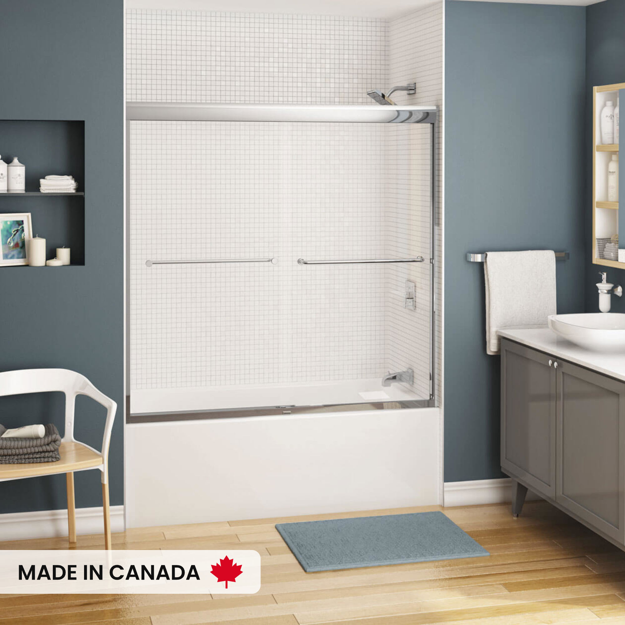 Rubix 6030 Acrylic Alcove Right-Hand Drain Bathtub in White