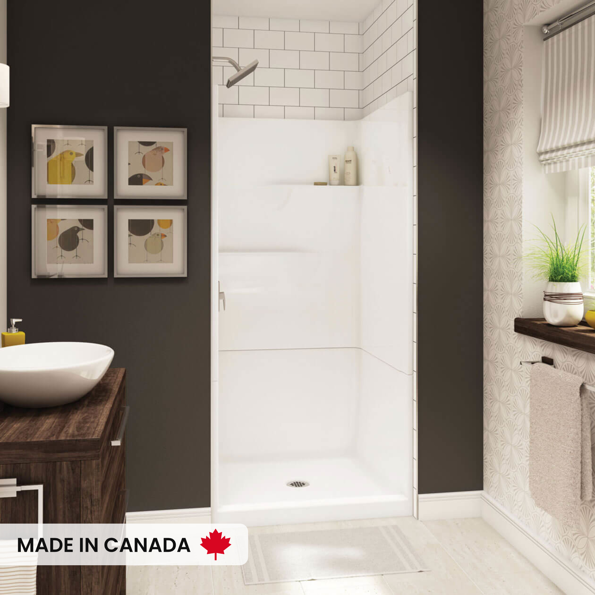 Gallery SH-3636 AcrylX Alcove Center Drain Two-Piece Shower