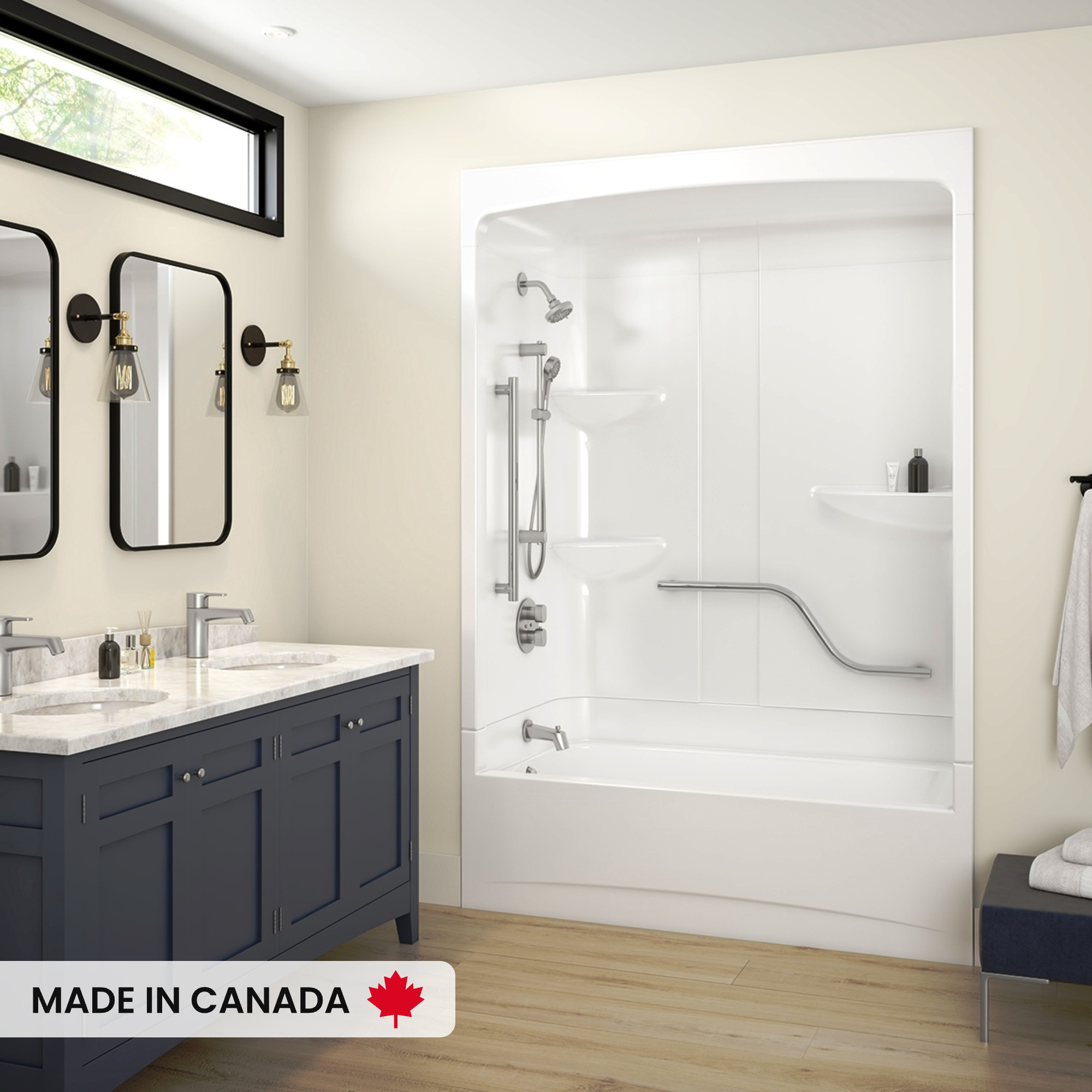 Allia Access TSR-6032 AFR Acrylic Alcove Left-Hand Drain Three