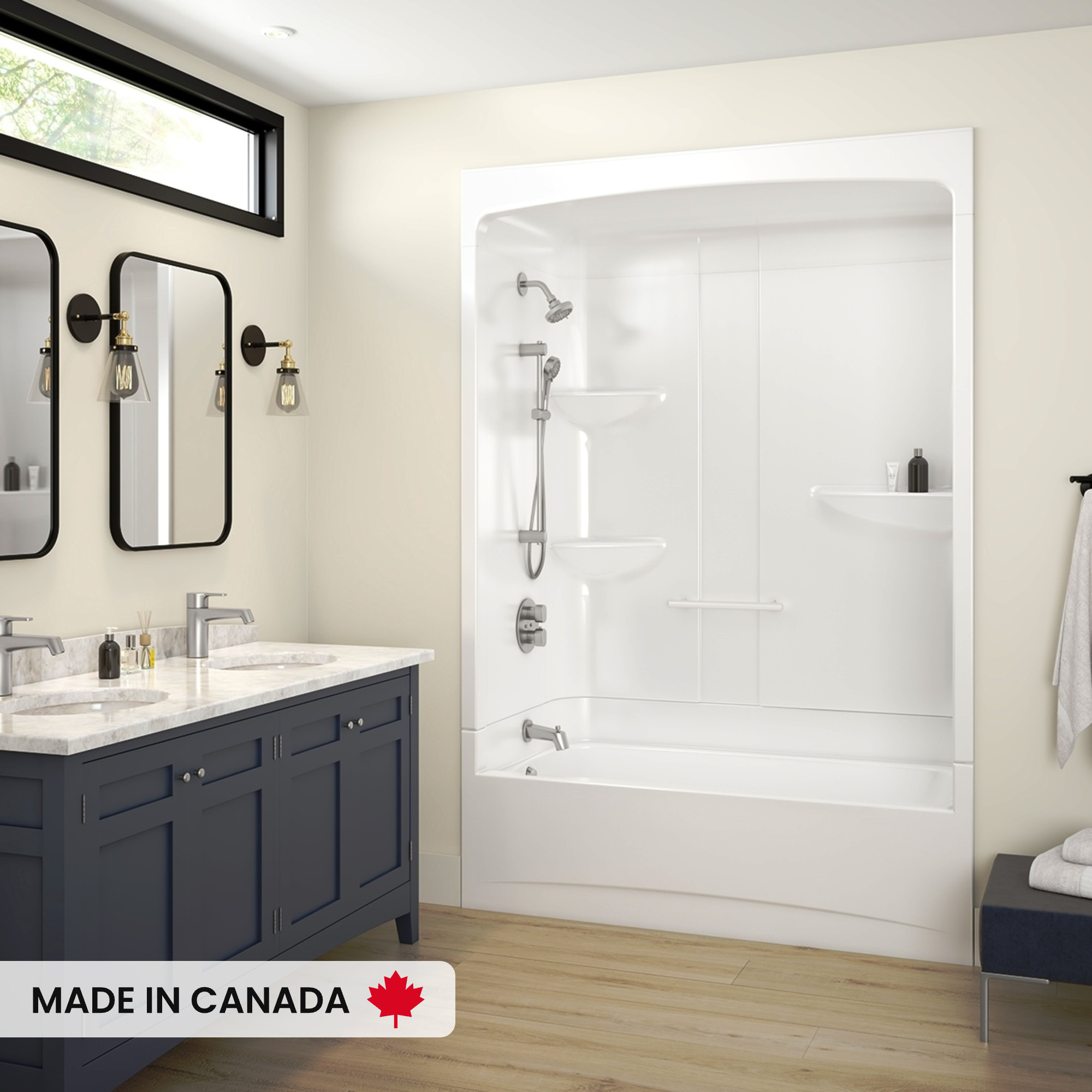 Allia Access TSR-6032 AFR Acrylic Alcove Left-Hand Drain Three