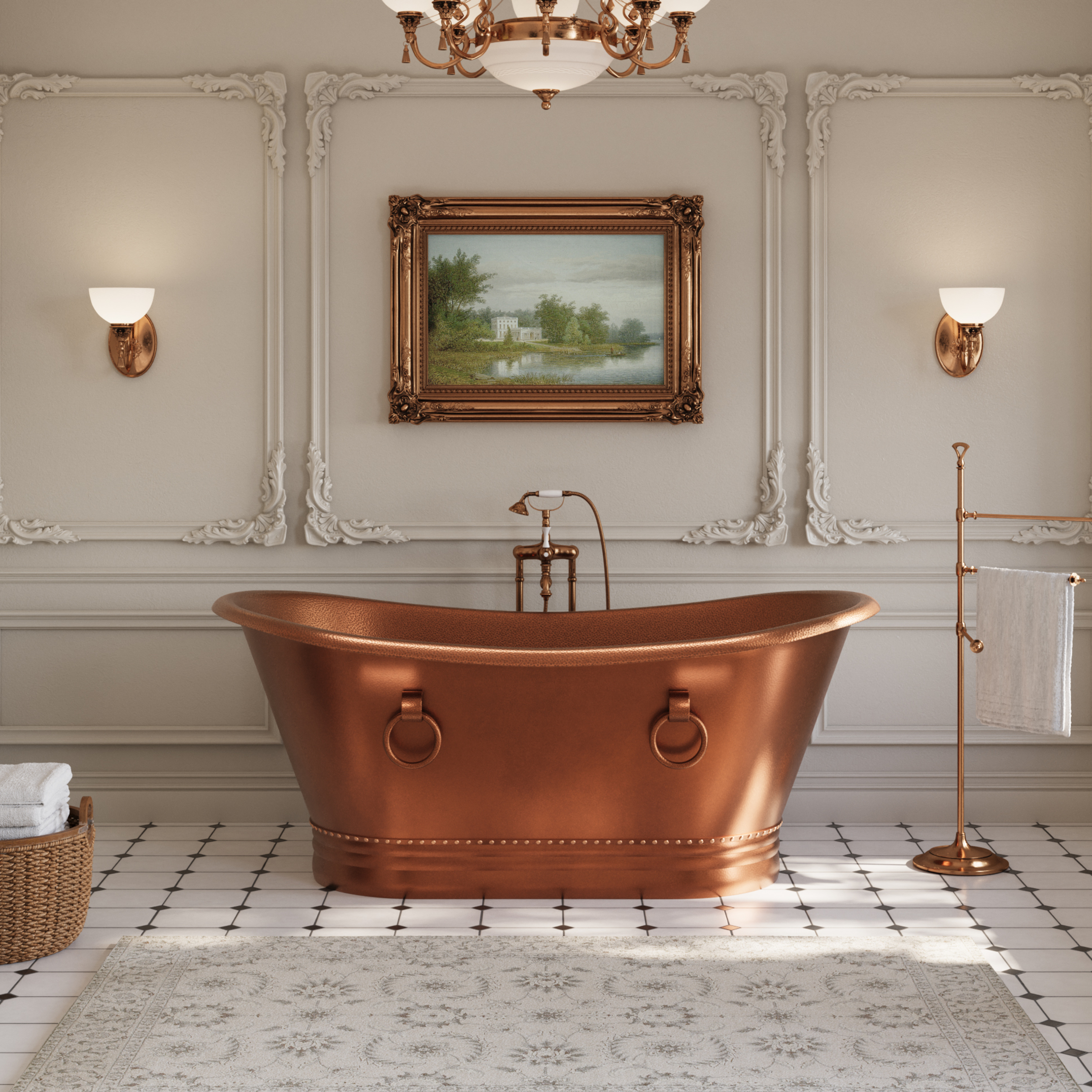 Santiago Copper Freestanding Double Slipper Bathtub